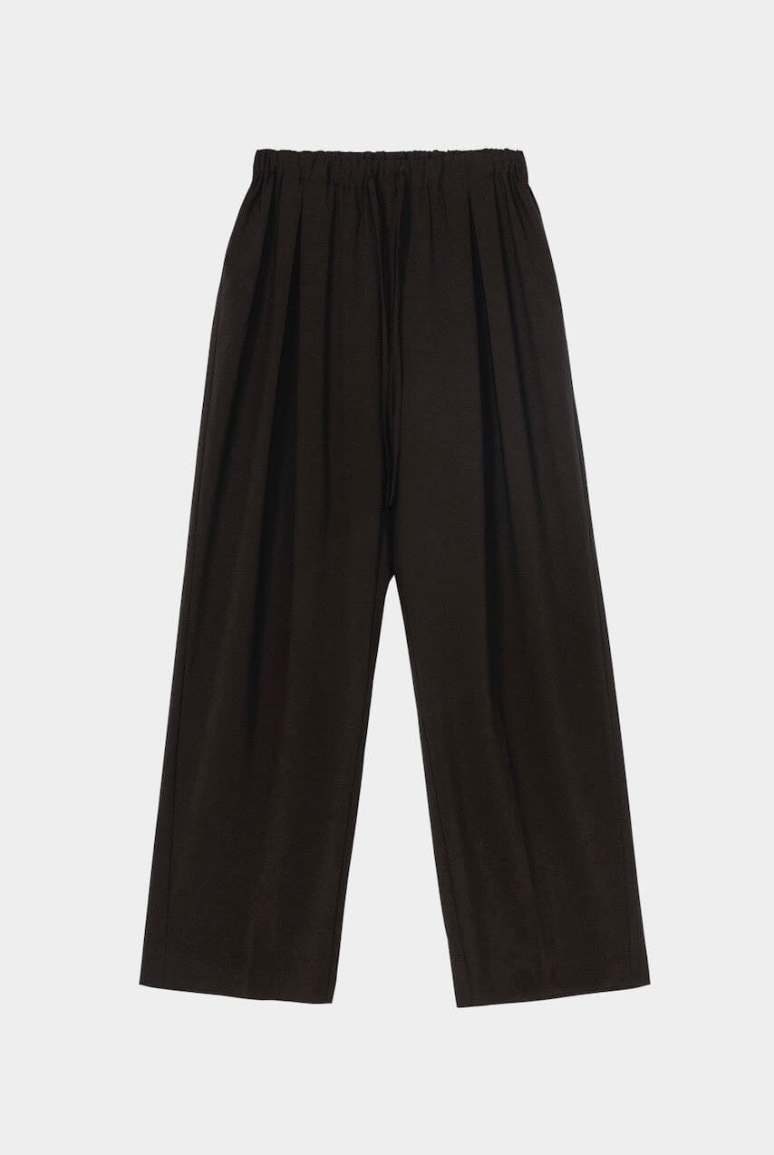 CORDERA - Pleated Relaxed Pants - Dark Brown - Bottoms - YUCCA, women’s clothing website, women’s clothing website.