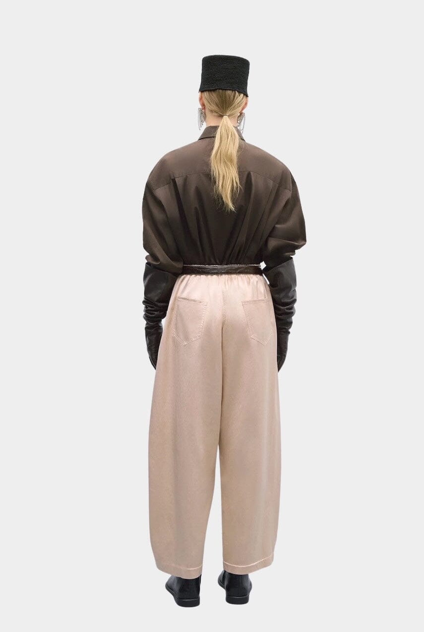 Cordera - Satin Curved Pants - Peach - Pants - YUCCA, Artistic clothing for women, fashion for women over 50.