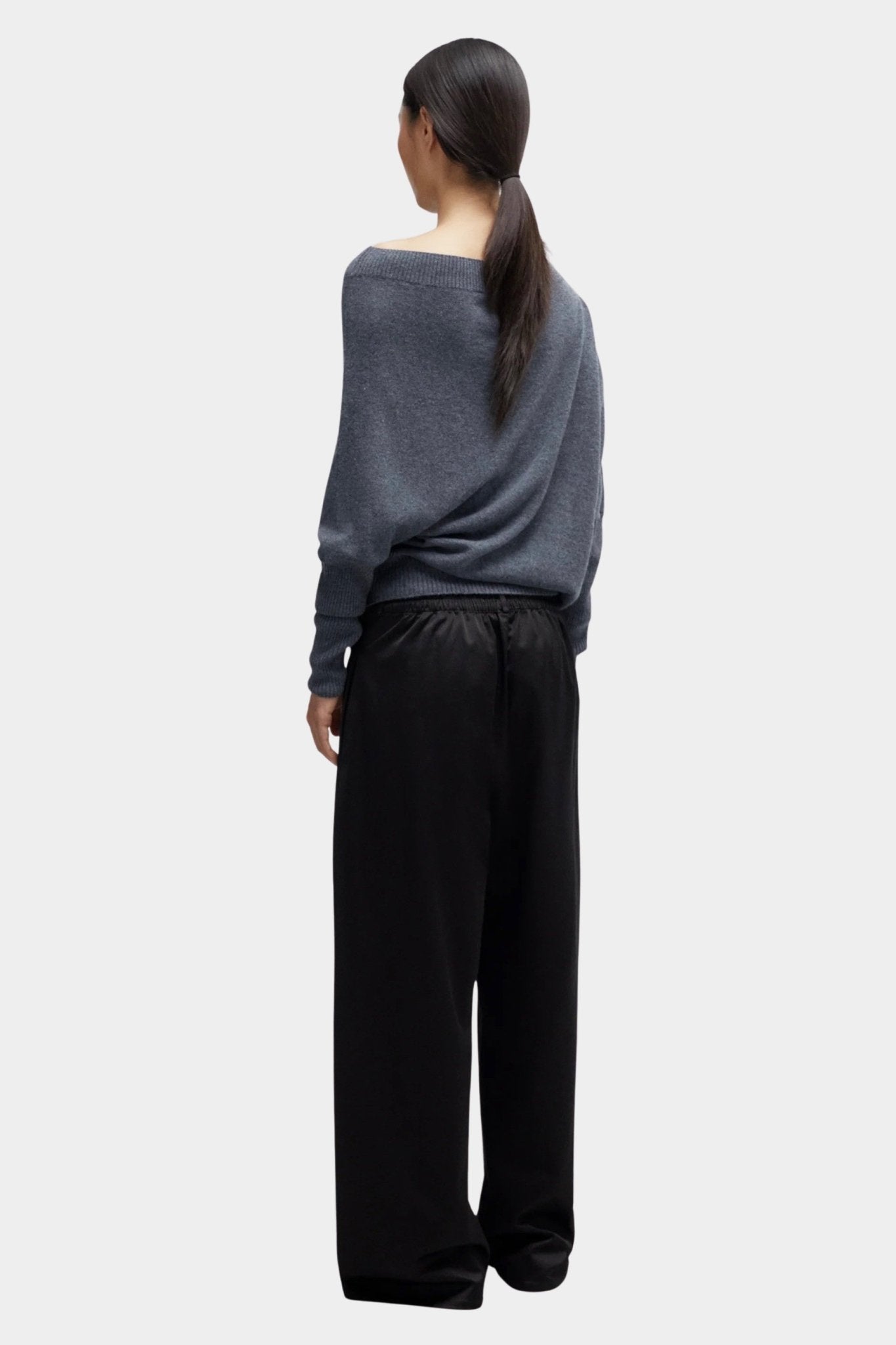 CORDERA - Satin Straight Pants, Black - YUCCA - Pants