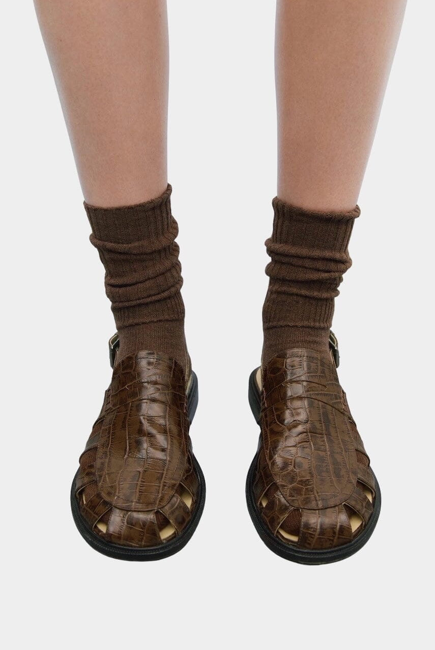 Cordera - Slingback Loafer - Brown Crocodile - Footwear - YUCCA, women’s clothing website, women’s elevated basics.