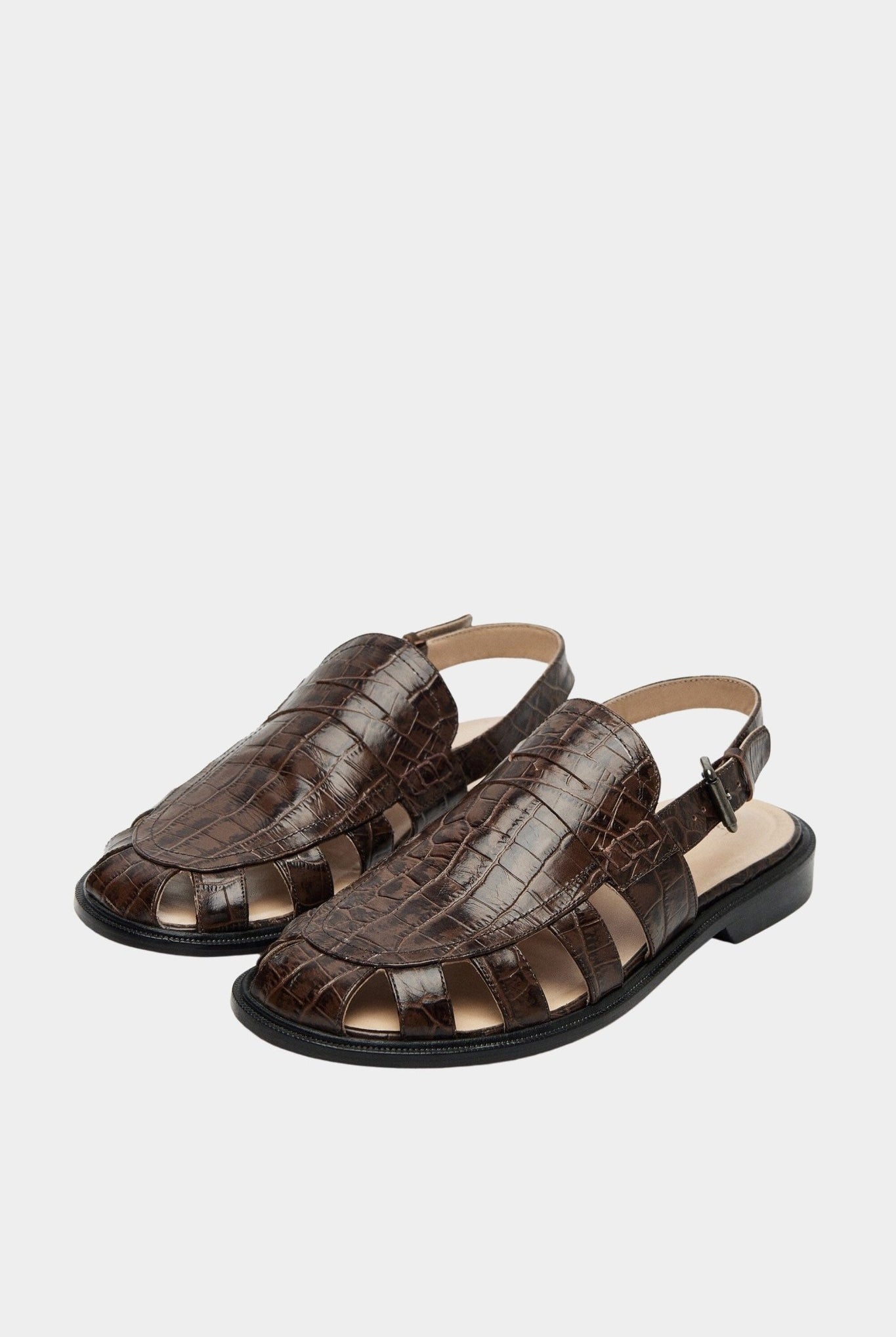 Cordera - Slingback Loafer - Brown Crocodile - Footwear - YUCCA, women’s clothing website, women’s elevated basics.