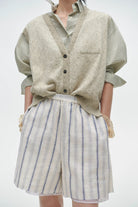 Cordera | Striped Bermuda With Lace - SHOP YUCCA Pants CORDERA - YUCCA Artistic clothing for women, boutique near me, boutique stores near me, capsule wardrobe, fashion for women over 50