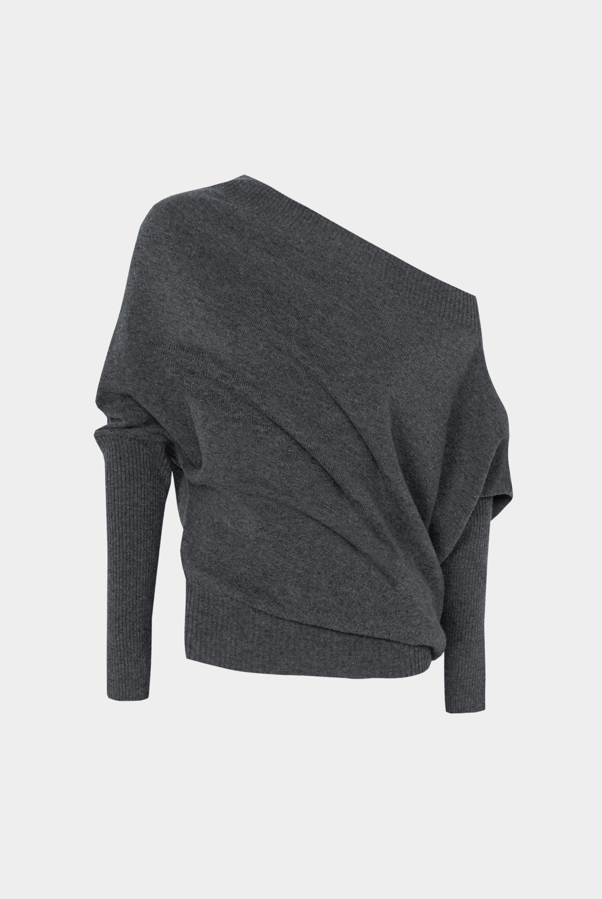 Cordera - Merino Wool Off Shoulder Sweater - Grey - Sweaters & Knitwear - YUCCA, chic clothes, women’s clothing store Denver.