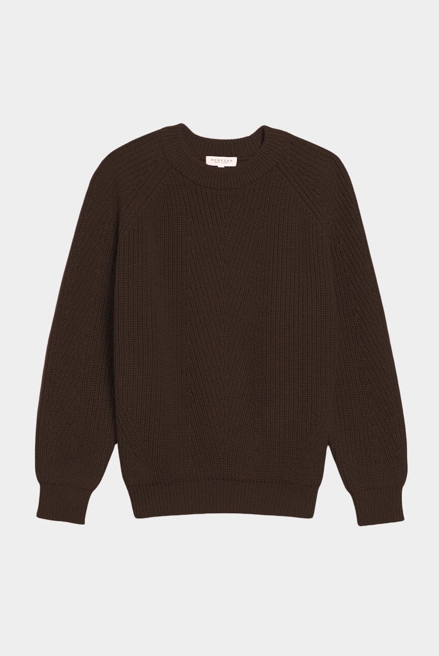 Demylee - Chelsea Solid Cotton Sweater - Espresso - Knitwear - YUCCA, women’s clothing boutique near me, quality sweaters.