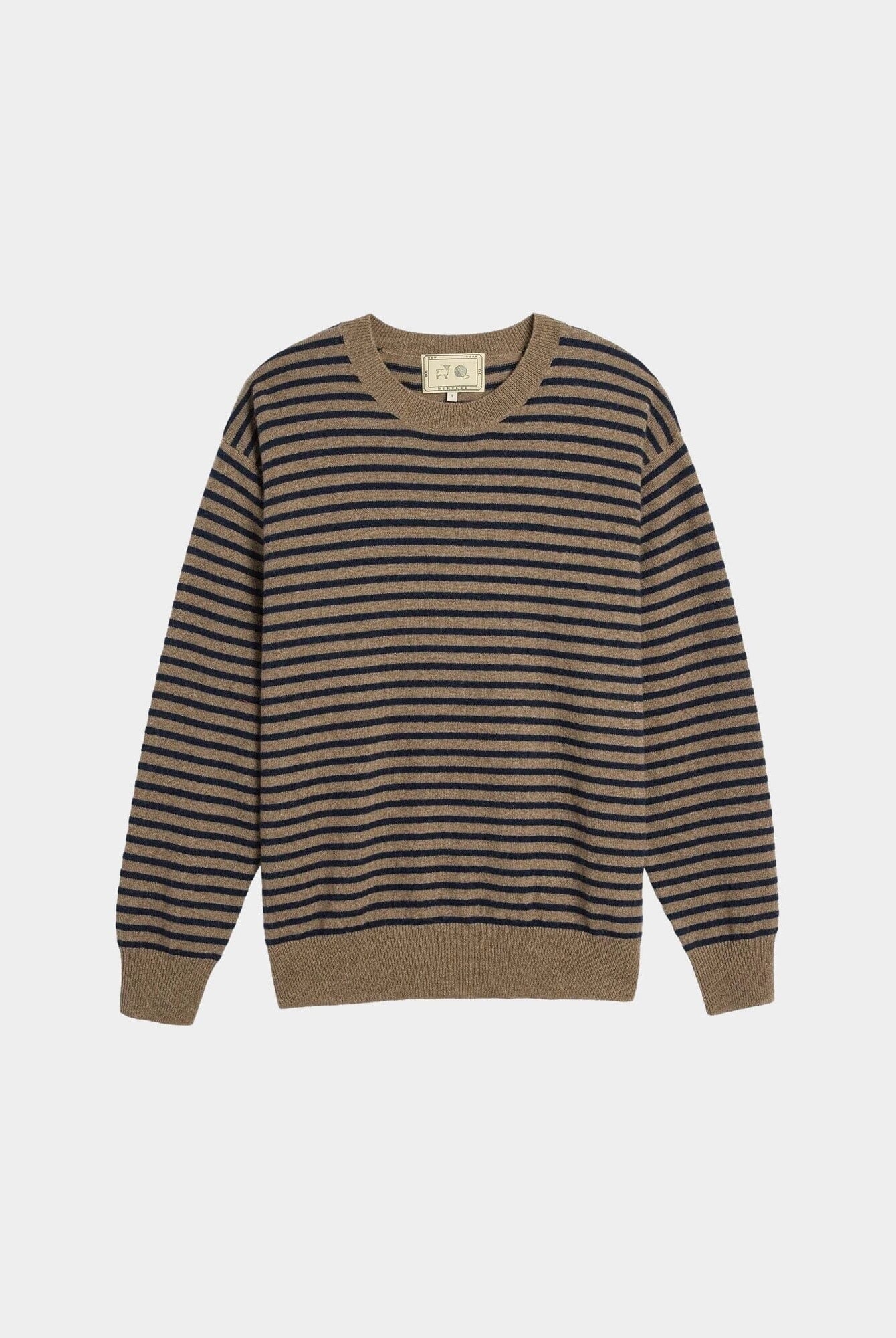 Demylee - Neve Cashmere Sweater - Beige/Navy- Knitwear - YUCCA, Artistic clothing for women, capsule wardrobe.