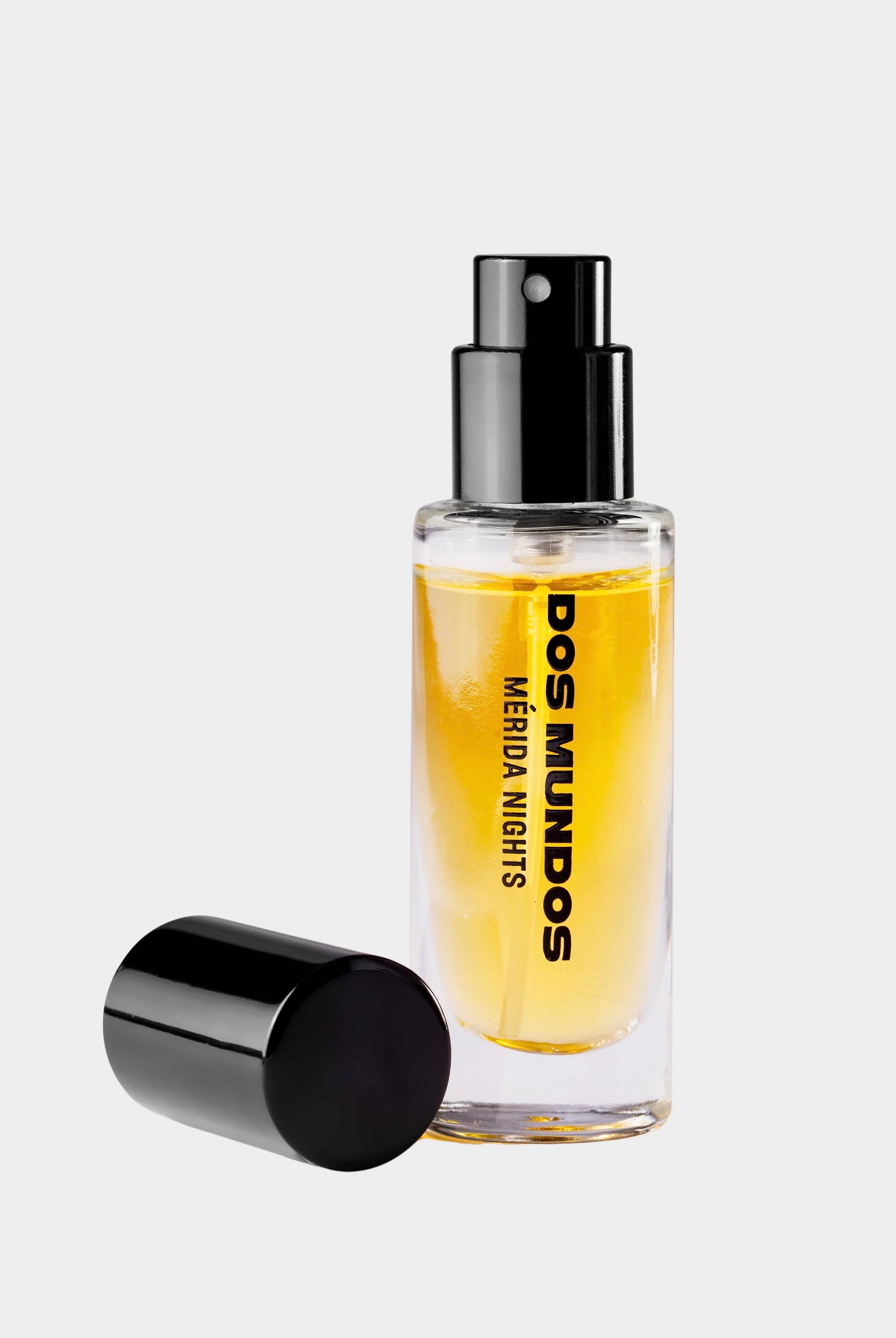 Dos Mundos Mérida Nights 10ml unisex Eau de Parfum spray bottle.