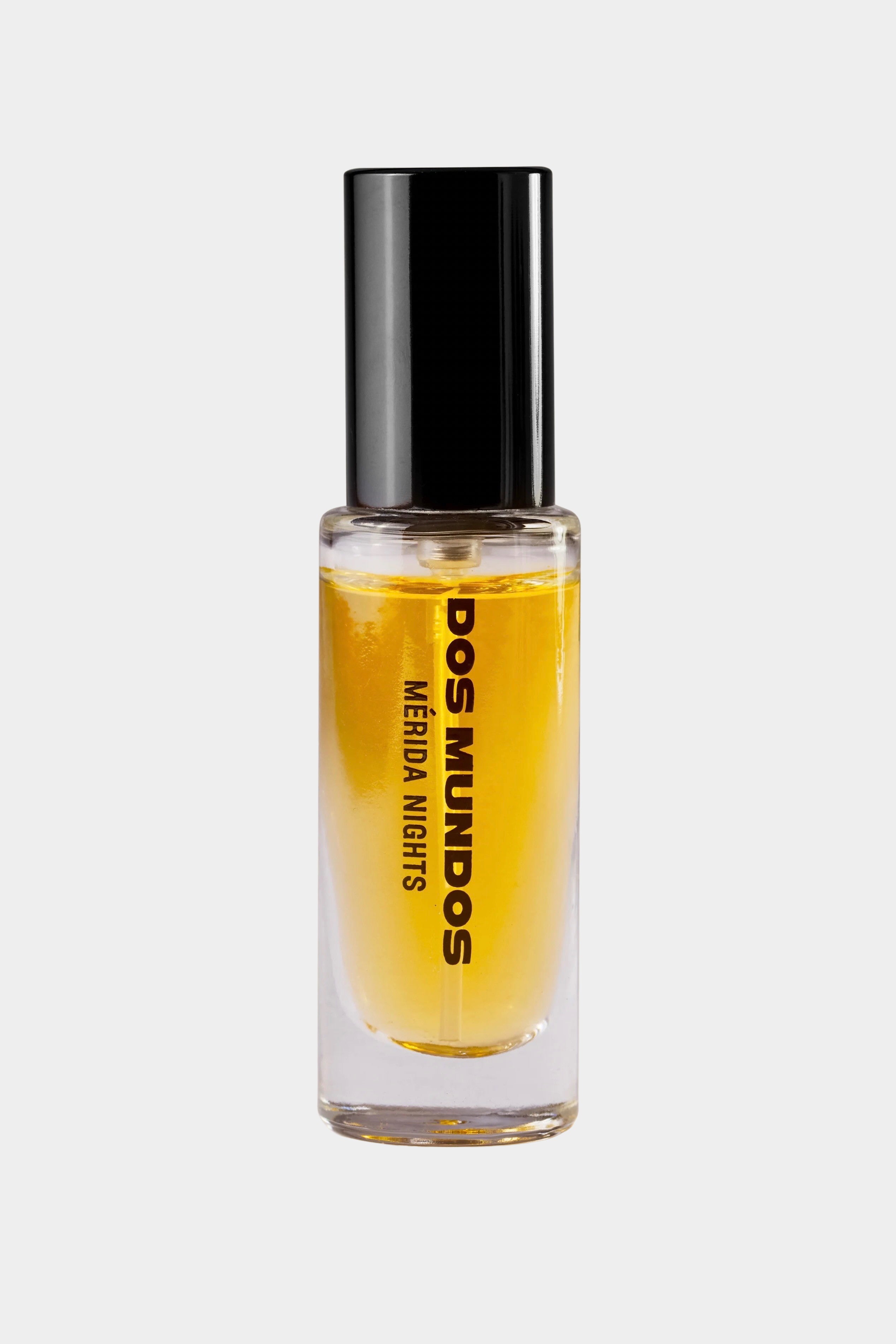 Dos Mundos Mérida Nights 10ml Eau de Parfum with cedarwood, vanilla, grapefruit and vetiver.