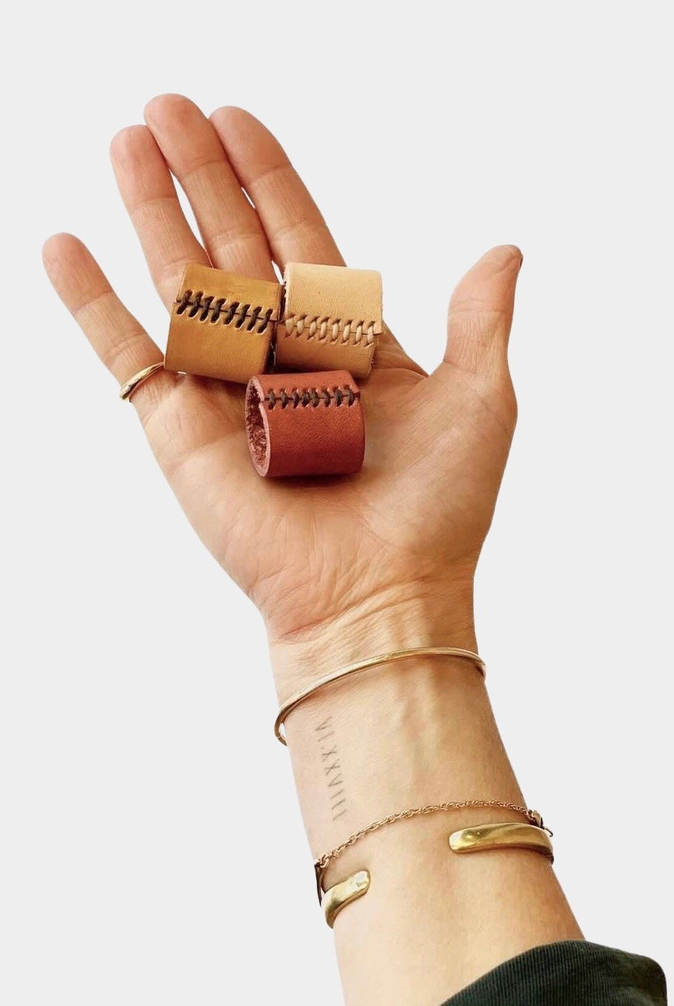 Eco Raw Studio - Leather Bandana Cuff - Brown - YUCCA, artistic accessories, boutique near me, shop local denver.