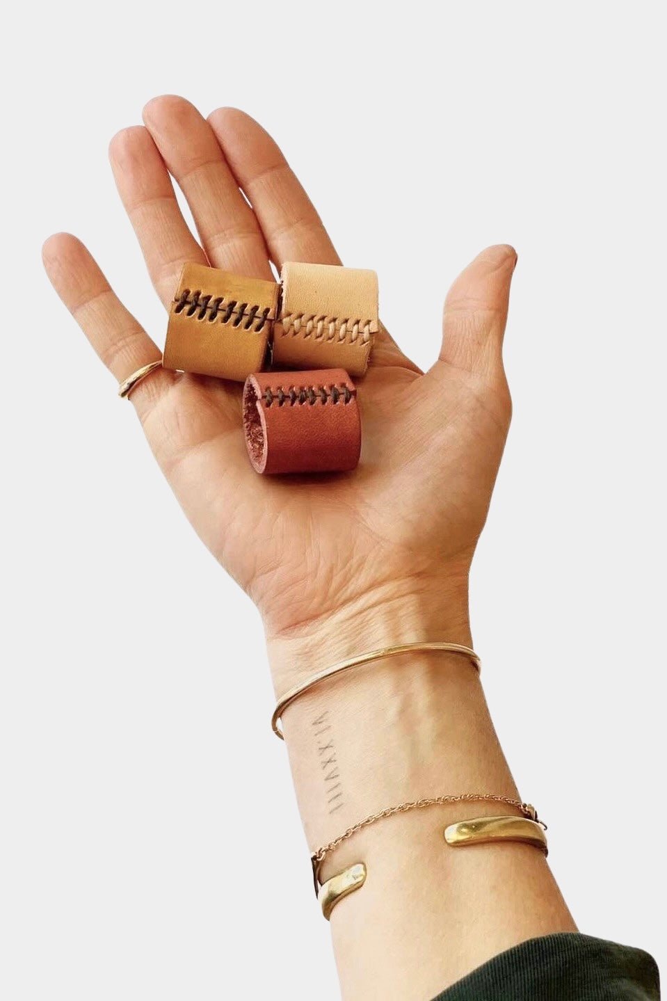 Eco Raw Studio - Leather Bandana Cuff - Brown - YUCCA, artistic accessories, boutique near me, shop local denver.