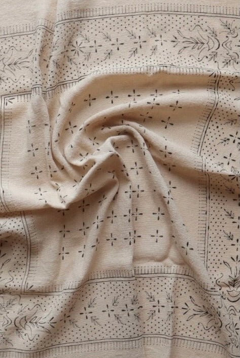 Eco Raw Studio - Raw Silk Bandana - Oatmeal x Black Ink - Bandanas - YUCCA, artistic accessories, boutique near me, shop local denver.