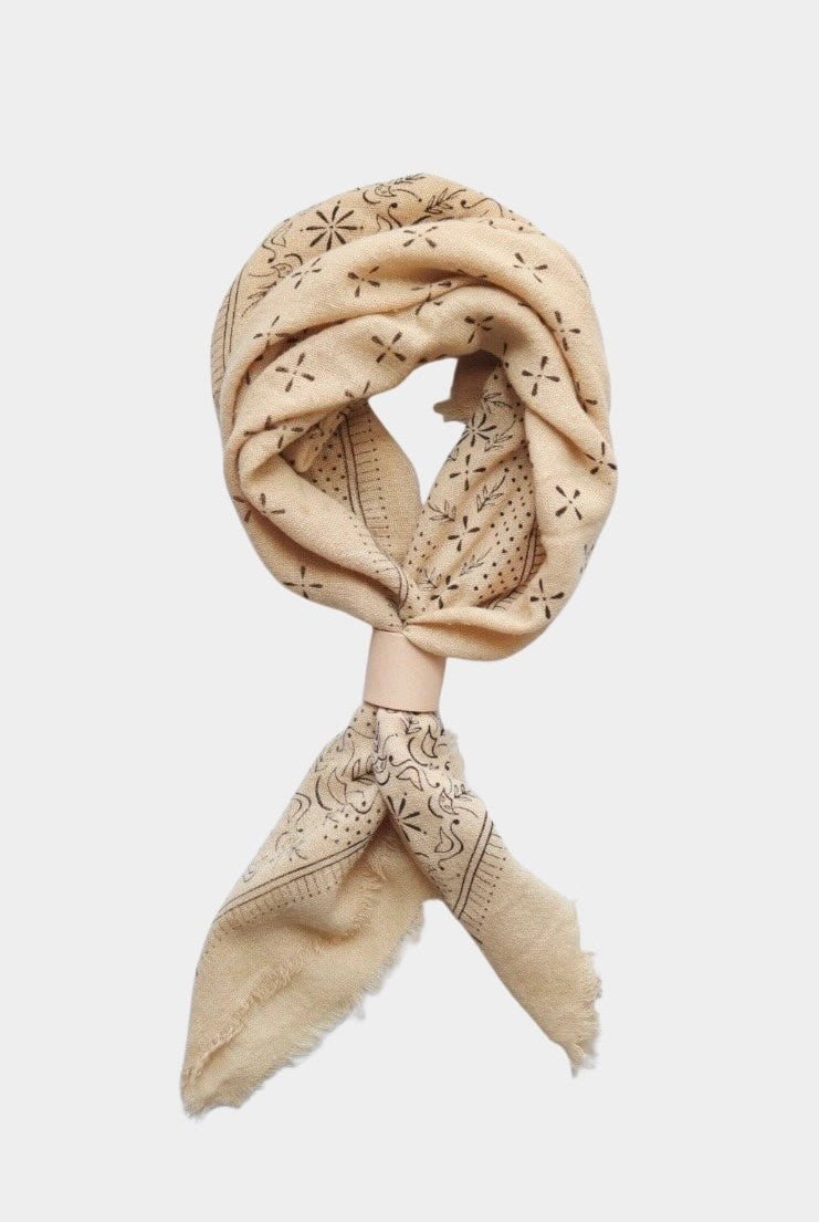 Eco Raw Studio - Raw Silk Bandana - Oatmeal x Black Ink - Bandanas - YUCCA, artistic accessories, boutique near me, shop local denver.