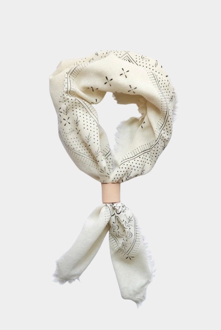 Eco Raw Studio - Raw Silk Bandana - Cream x Black Ink - Bandanas - YUCCA, artistic accessories, boutique near me, shop local denver.
