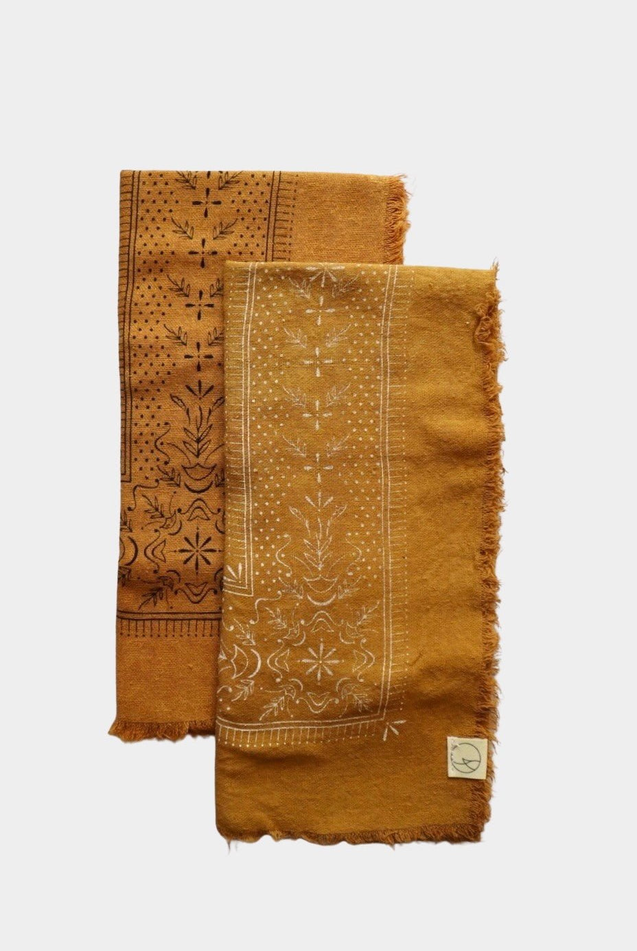Eco Raw Studio - Raw Silk Bandana - Desert Gold x Black Ink - Bandana - YUCCA, artistic accessories, boutique near me, shop local denver.