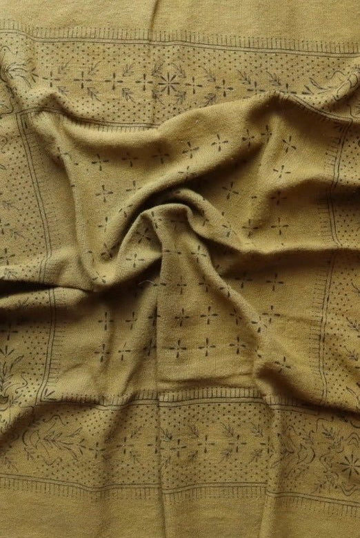 Eco Raw Studio - Raw Silk Bandana - Olive Green x Black Ink - Bandanas - YUCCA, artistic accessories, boutique near me, shop local denver.