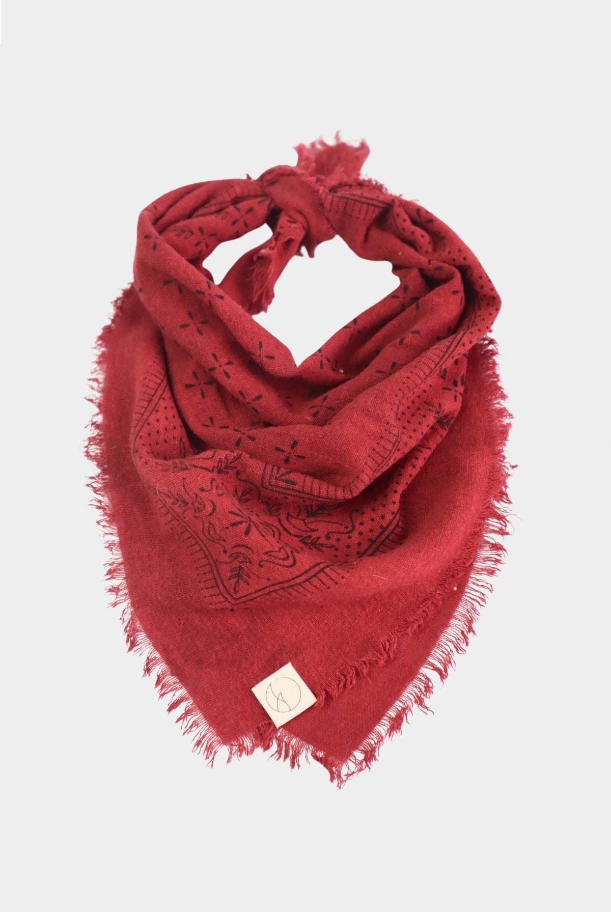 Eco Raw Studio - Raw Silk Bandana - Poppy Red x Black Ink - Bandana - YUCCA, artistic accessories, boutique near me, shop local denver.