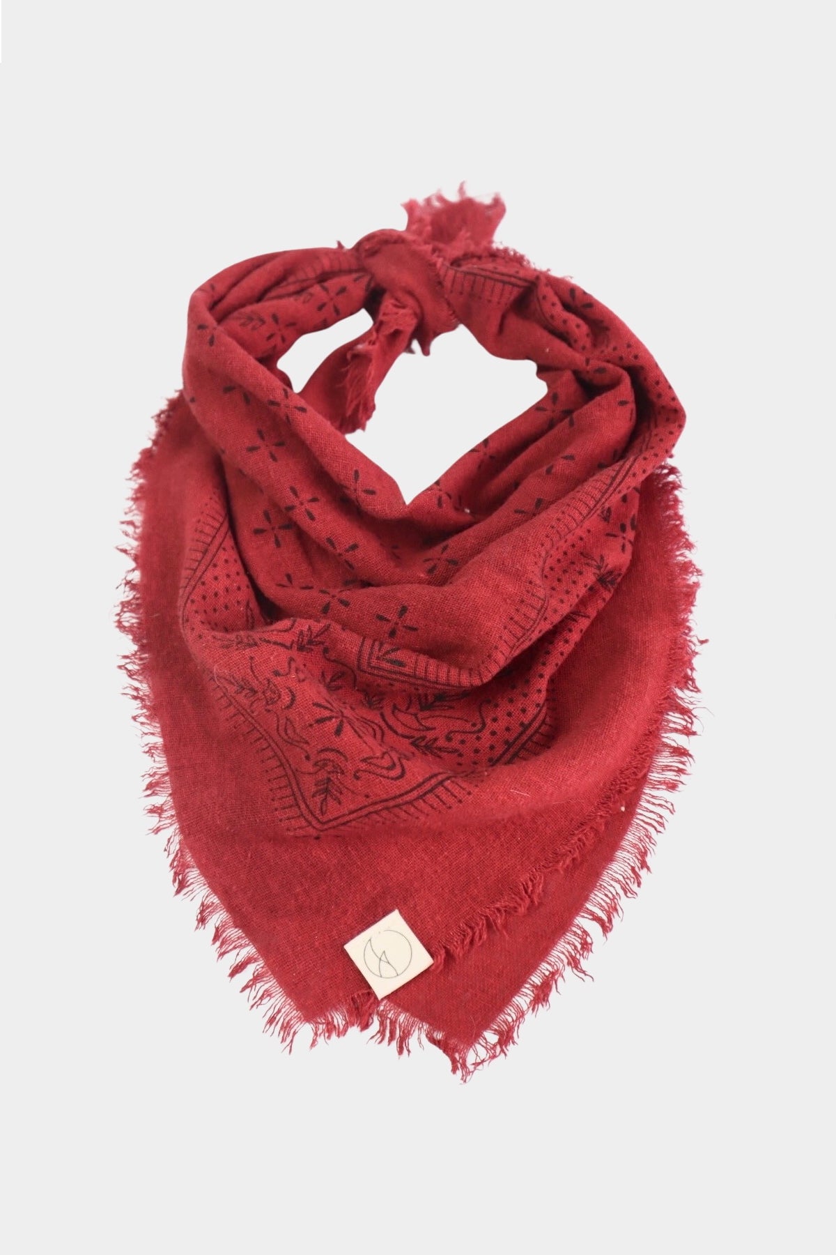 Eco Raw Studio - Raw Silk Bandana - Poppy Red x Black Ink - Bandana - YUCCA, artistic accessories, boutique near me, shop local denver.