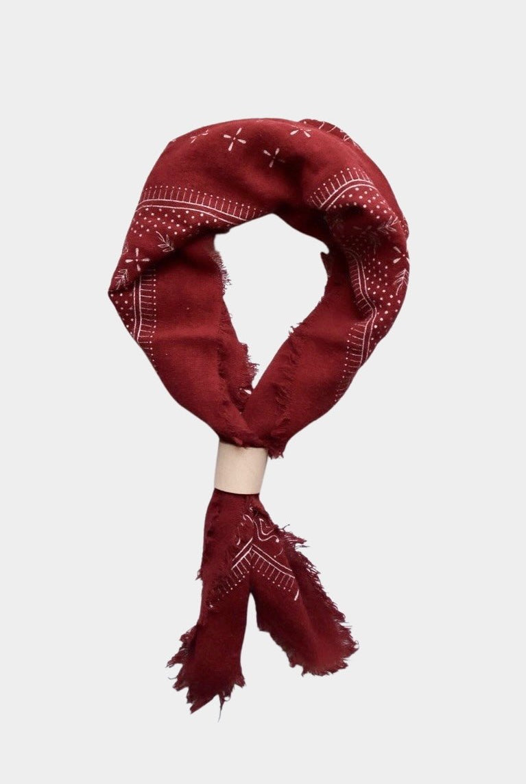 Eco Raw Studio - Raw Silk Bandana - Poppy Red x White Ink - Bandanas - YUCCA, artistic accessories, boutique near me, shop local denver.