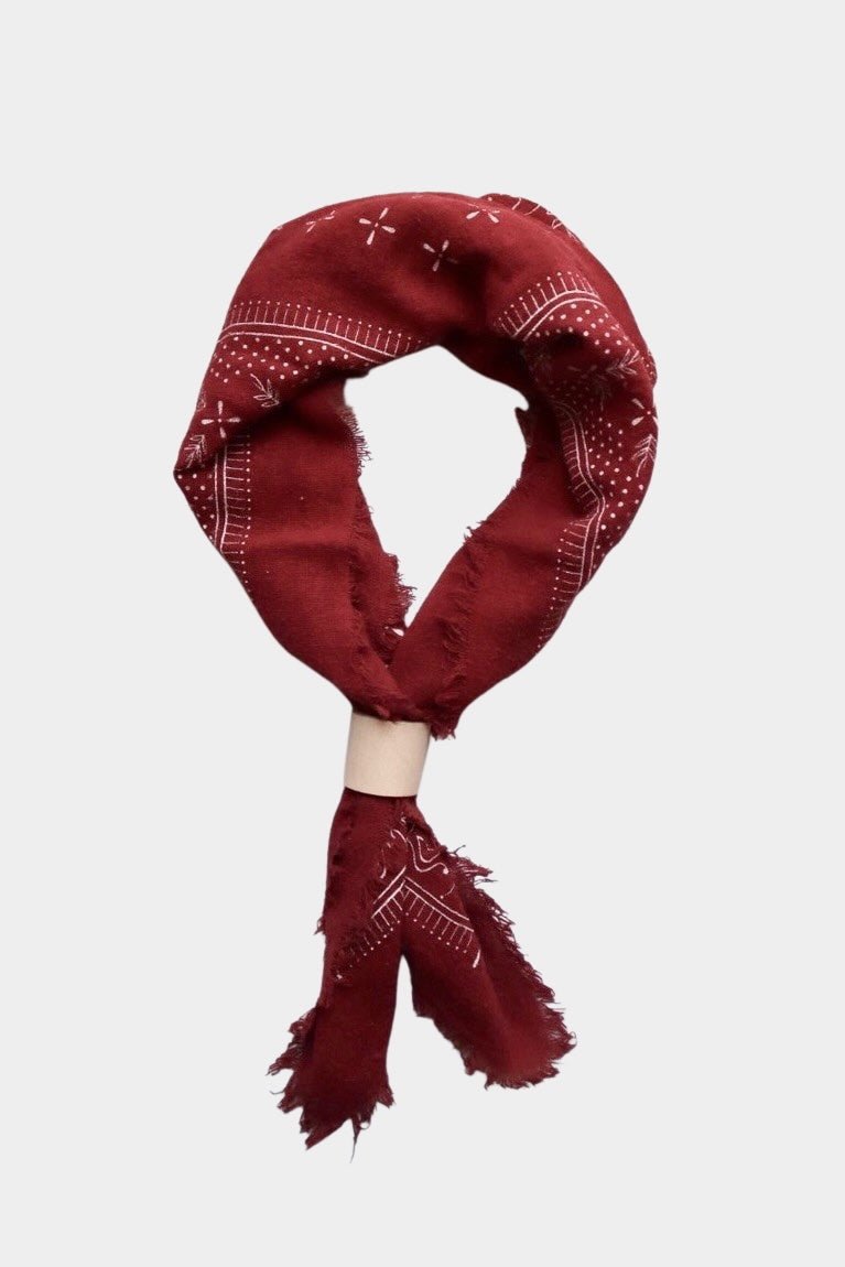Eco Raw Studio - Raw Silk Bandana - Poppy Red x White Ink - Bandanas - YUCCA, artistic accessories, boutique near me, shop local denver.