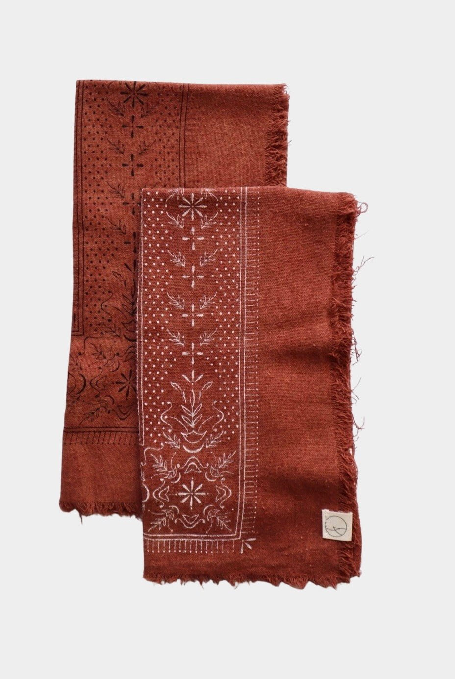 Eco Raw Studio - Raw Silk Bandana - Terracotta x Black Ink - Bandanas - YUCCA, artistic accessories, boutique near me, shop local denver.