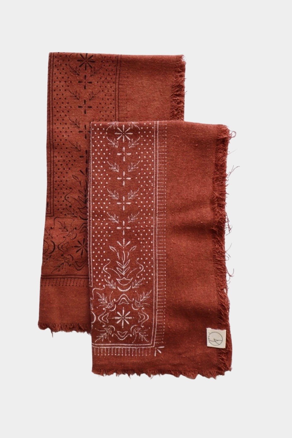 Eco Raw Studio - Raw Silk Bandana - Terracotta x Black Ink - Bandanas - YUCCA, artistic accessories, boutique near me, shop local denver.