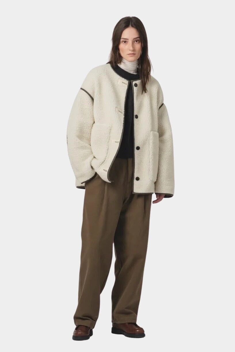 Girls Of Dust | Solar Reversible Jacket - Fossil/Off White - YUCCA Jacket & Coats, women’s clothing website.