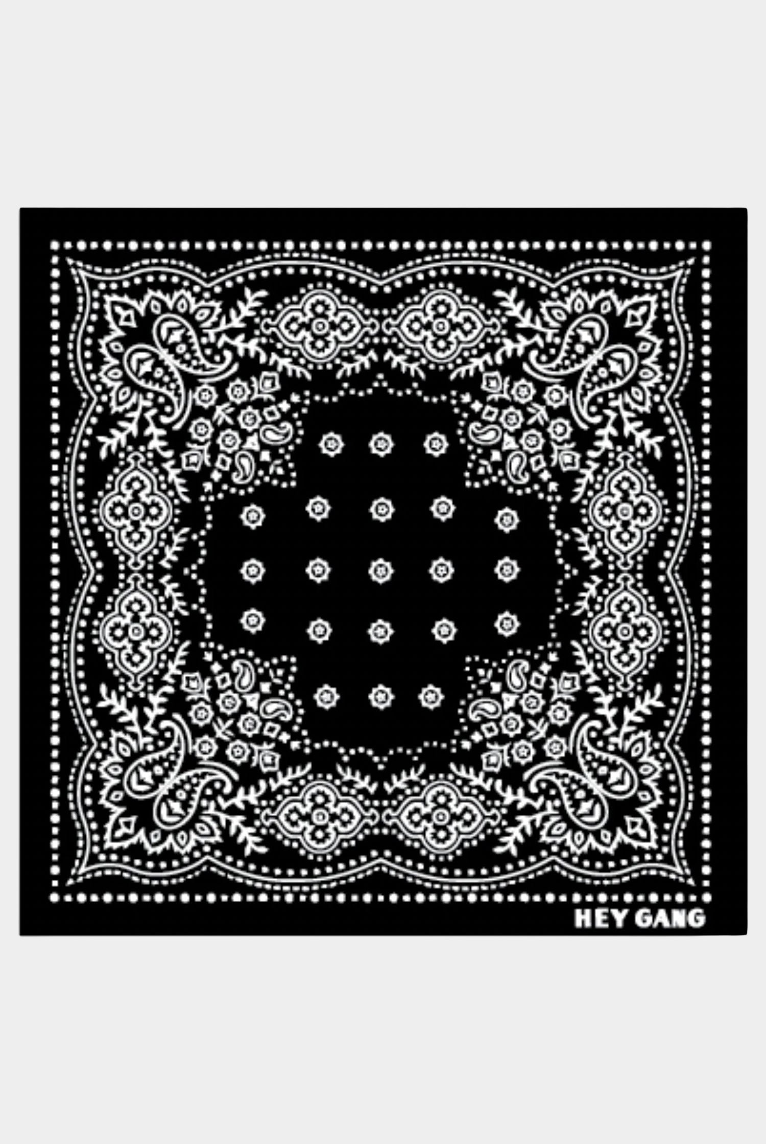Hey Gang - Bandana - Black - YUCCA, artistic accessories, boutique near me, shop local denver.