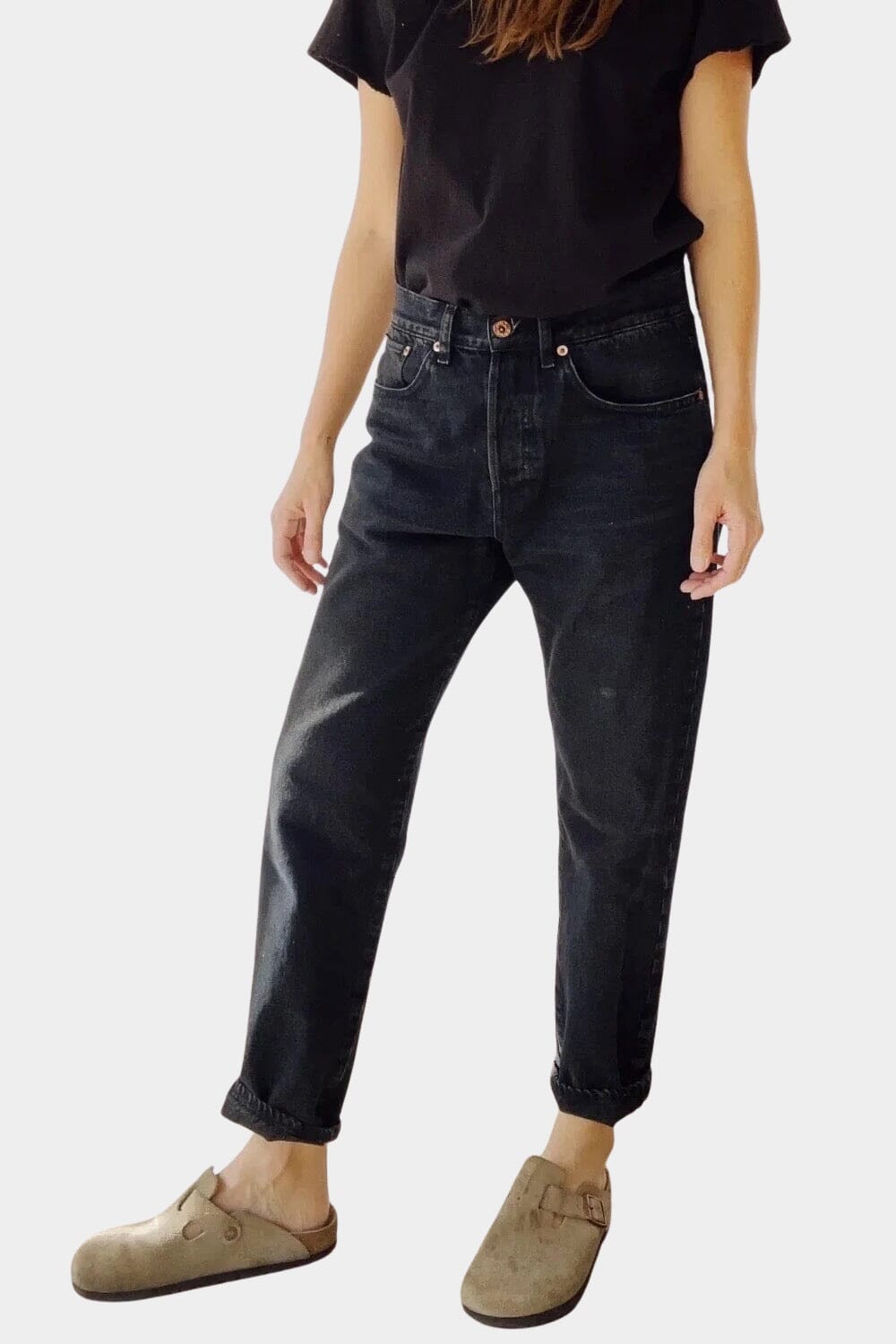 Hey Gang | The Loose Crop In Washed Black - SHOP YUCCA Pants HEY GANG - YUCCA, Best boutique shopping in Denver, boutiques Denver, high end denim jeans online, capsule wardrobe, shop local Denver.