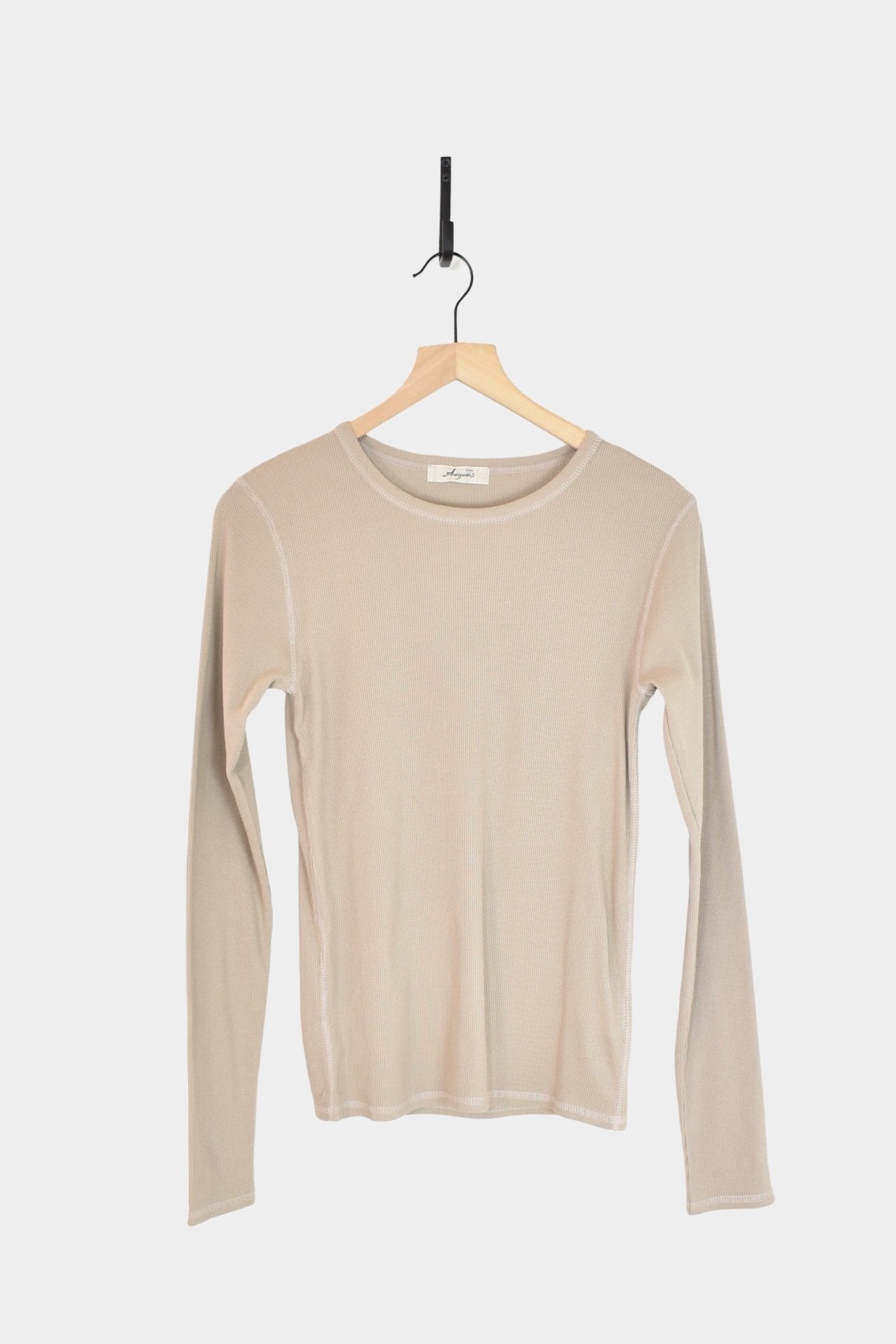 Ichi Antiquites - Cotton Ribbed Pullover - Mocha - Tops & Tees - YUCCA, ageless fashion, Japanese clothing for women.