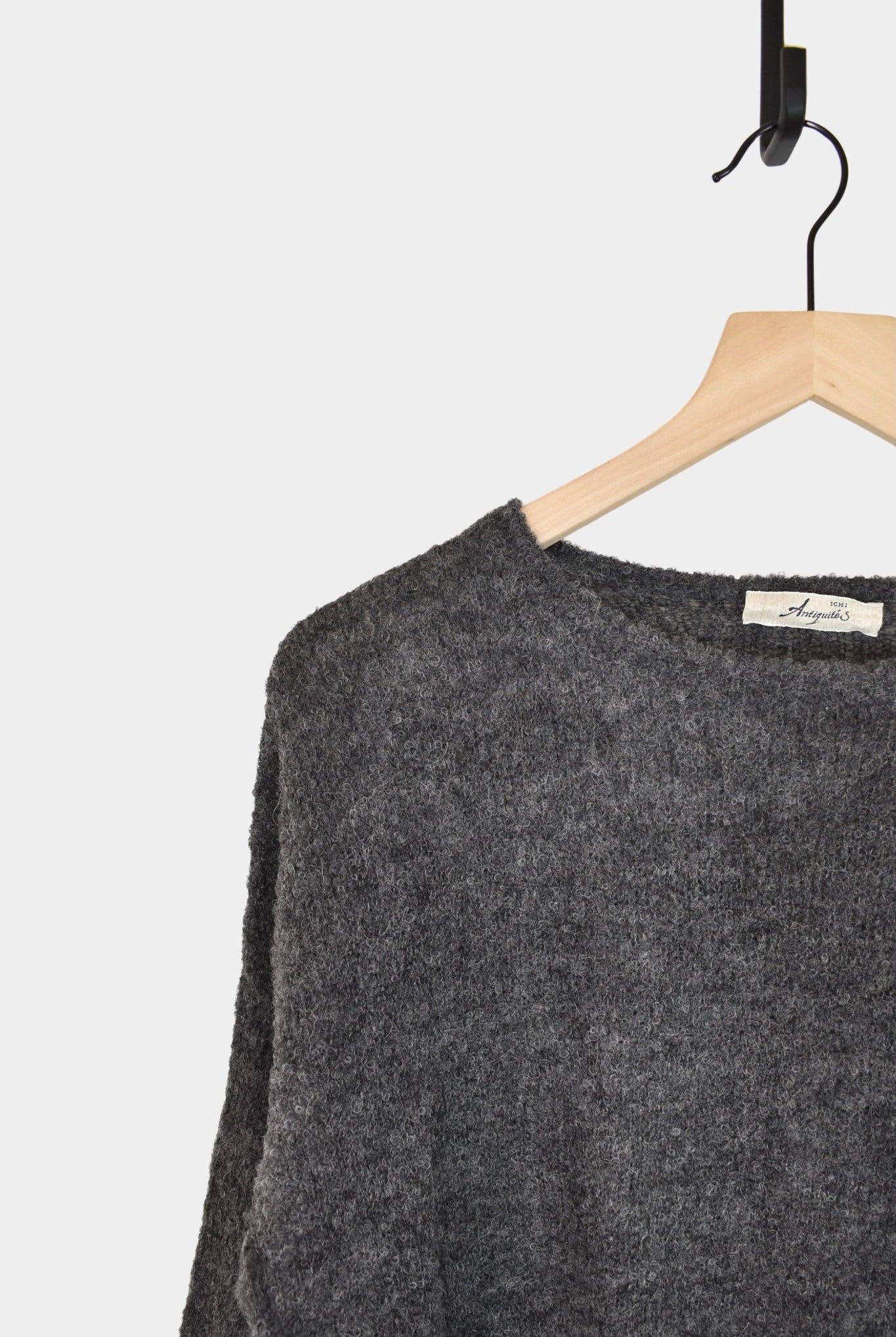 Ichi Antiquites - Peru Knit Boucle Sweater - Charcoal - Knitwear - YUCCA, Japanese clothing for women, at the moment clothes.