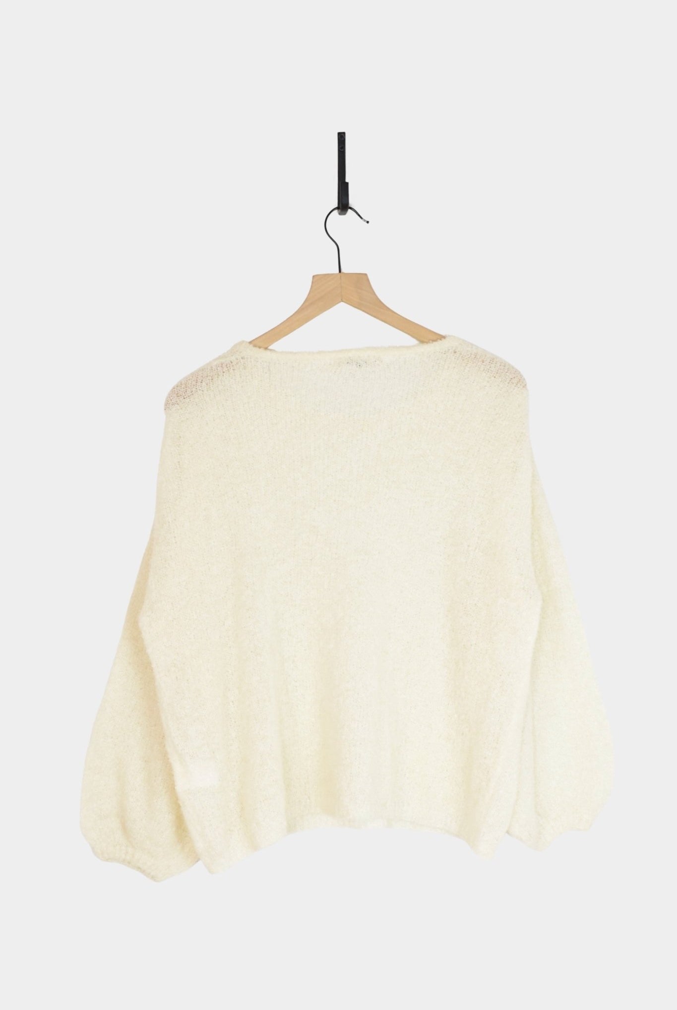 Ichi Antiquites - Peru Knit Boucle Sweater - White - Knitwear - YUCCA, ageless fashion, Japanese clothing for women.