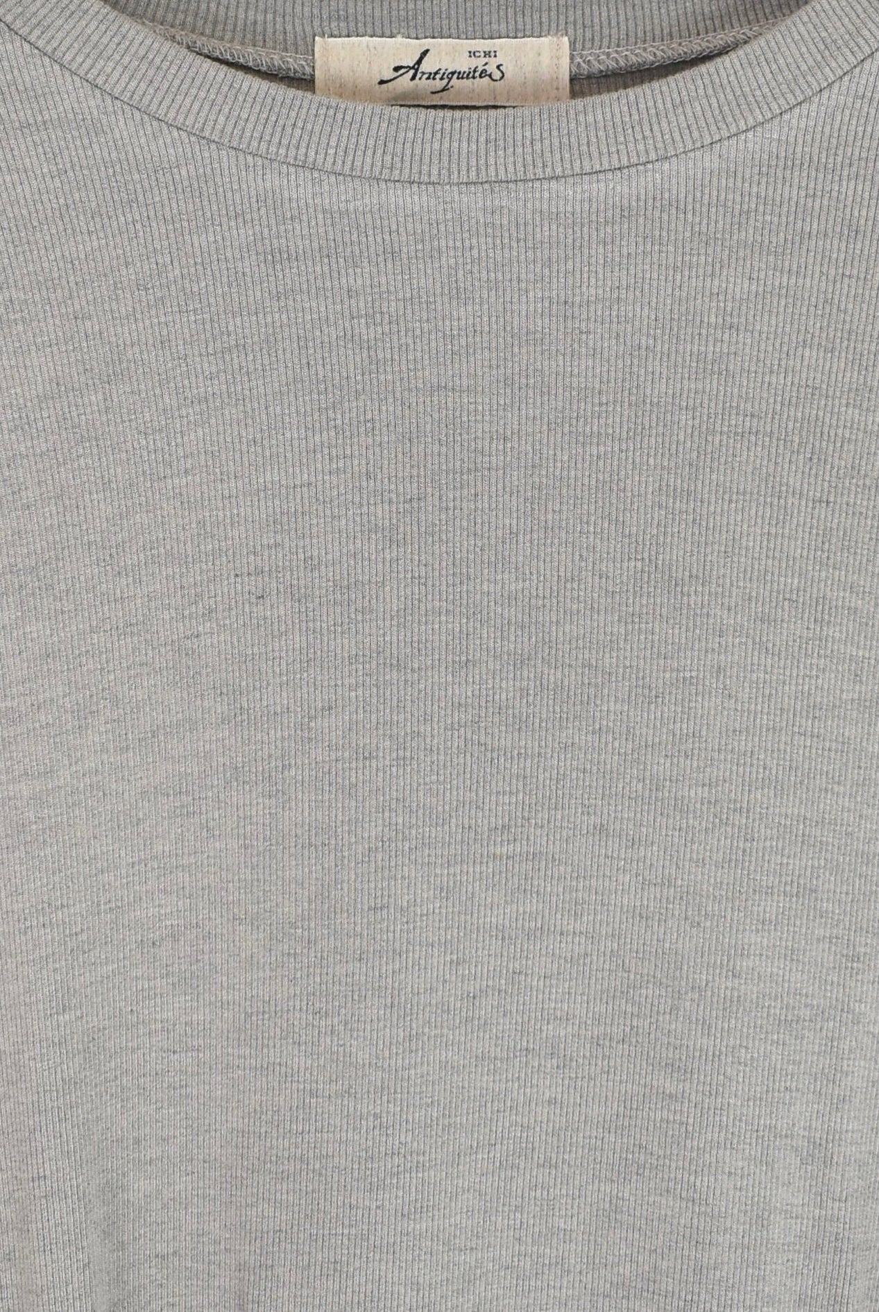 Ichi Antiquités - Rib Crew Neck - Gray - YUCCA, ageless fashion, Japanese clothing for women, at the moment clothes.
