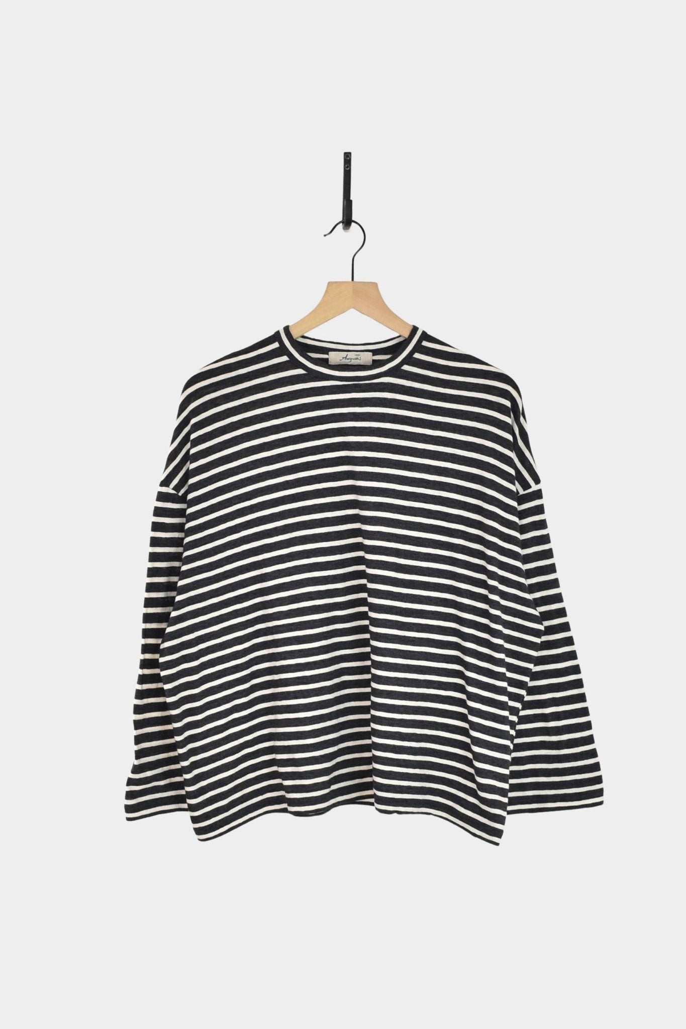Ichi Antiquités - Stripe Pullover - Charcoal/Ivory - YUCCA, ageless fashion, Japanese clothing for women.