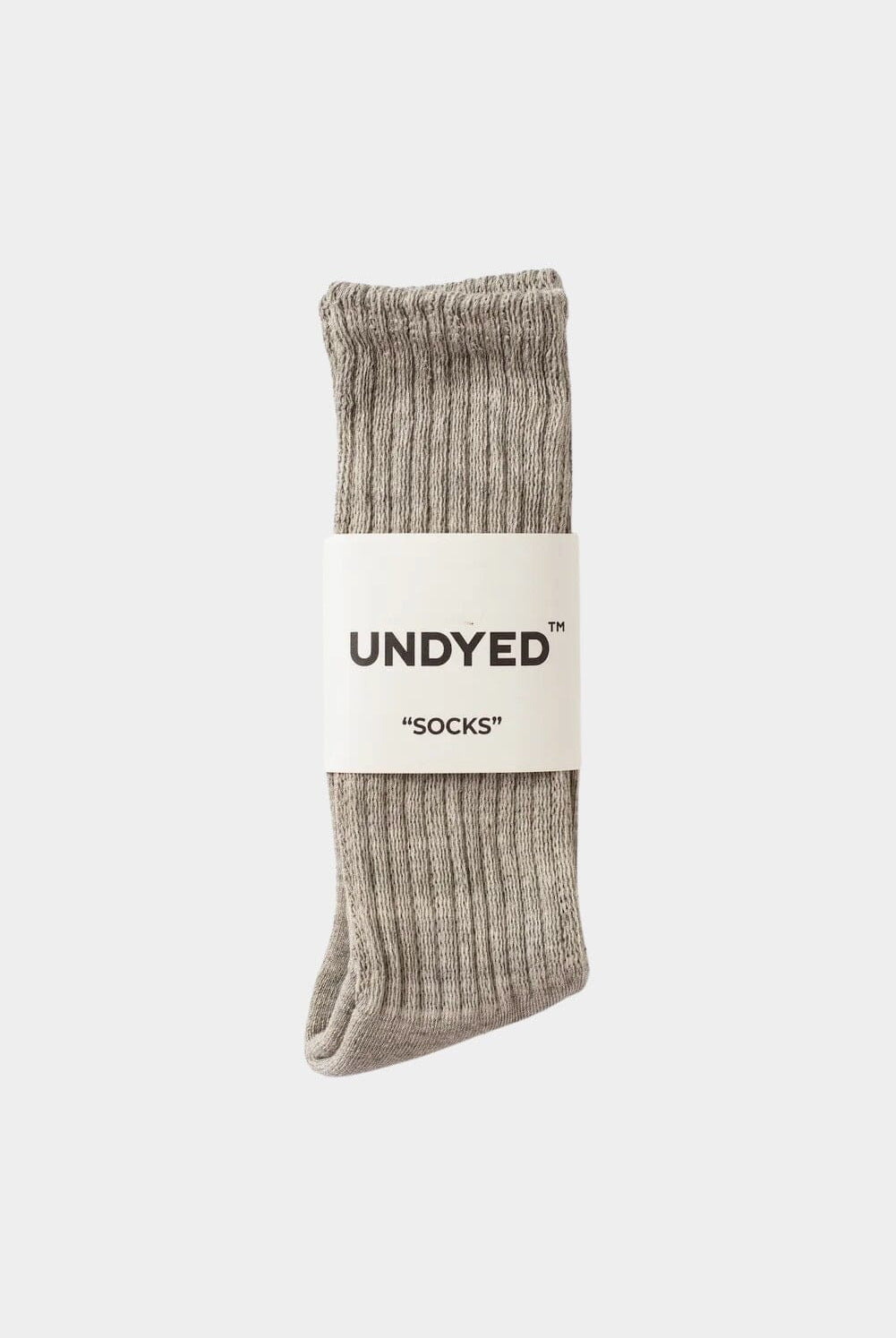 Ichi Antiquités - Undyed Ribbed Cotton Socks - Grey - Socks - YUCCA, cozy socks, Japanese socks, undyed socks.