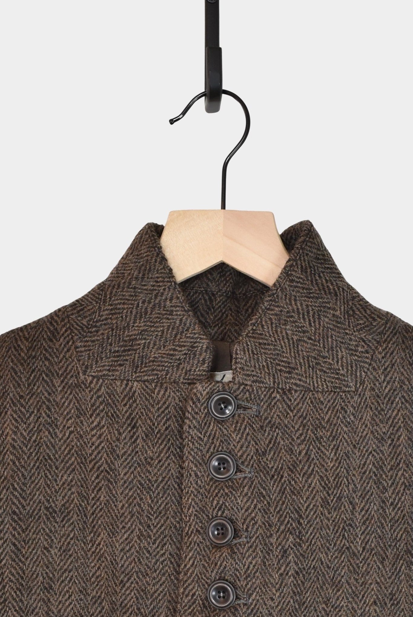 Ichi Antiquites - Wool Herringbone Jacket - Brown - Jackets - YUCCA, ageless fashion, Japanese clothing for women.