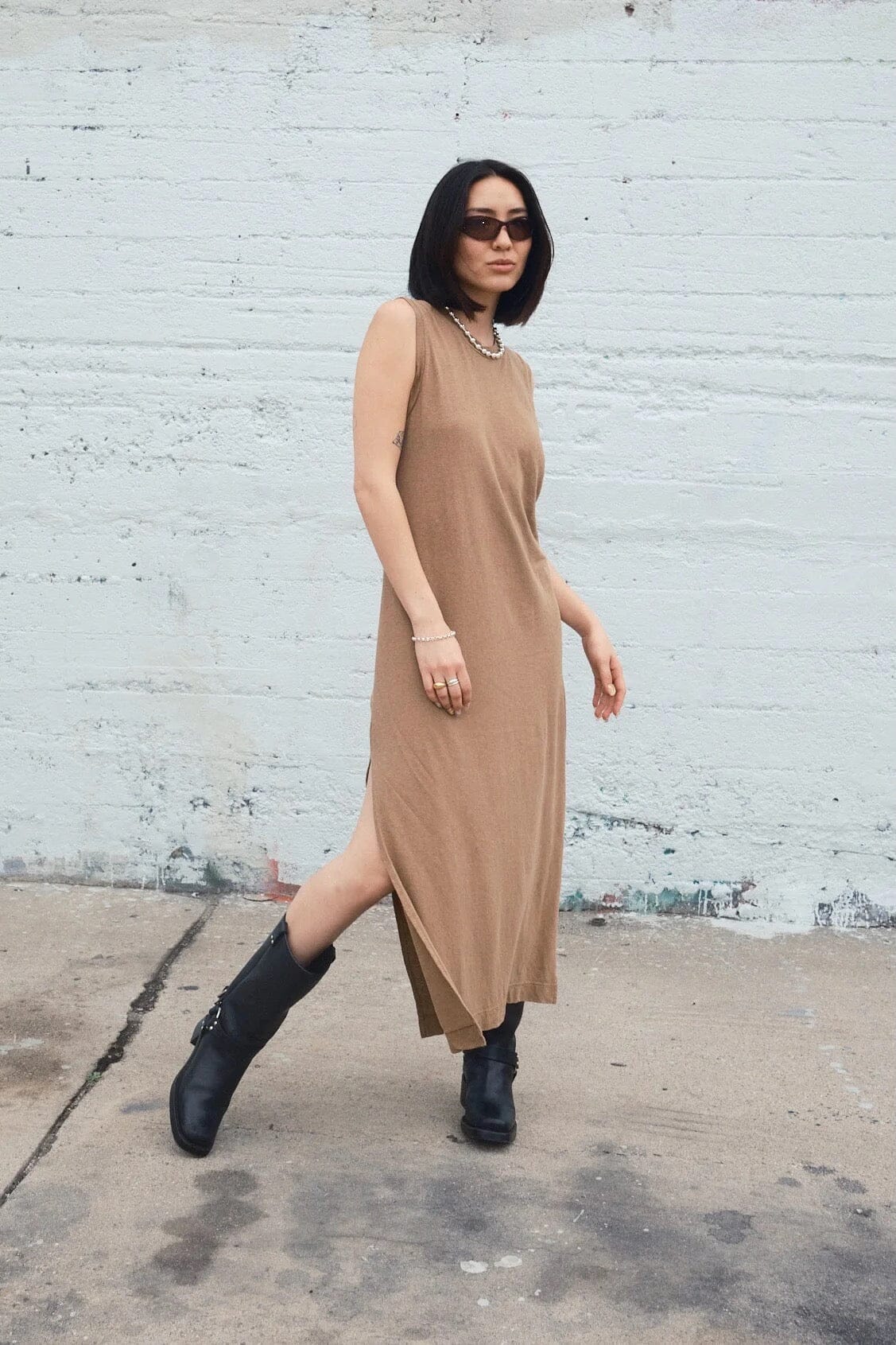 Jungmaven | Hermosa Dress In Coyote - SHOP YUCCA Dresses JUNGMAVEN - YUCCA, Women’s clothing store Denver, boutique stores near me, capsule wardrobe, women’s elevated basics, casual dresses Denver.