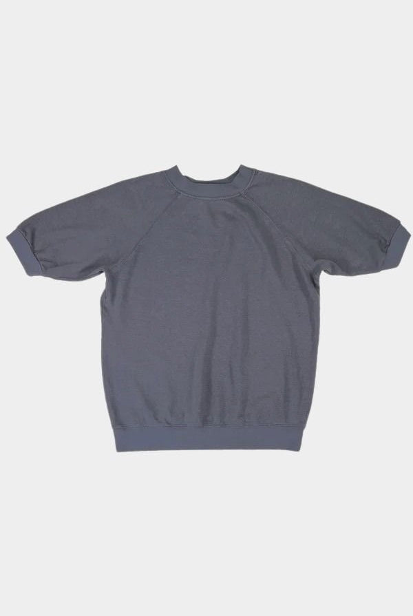 Jungmaven Short Sleeve Raglan Fleece Sweatshirt Diesel Gray heavyweight hemp fleece raglan crewneck flat lay front Made in USA
