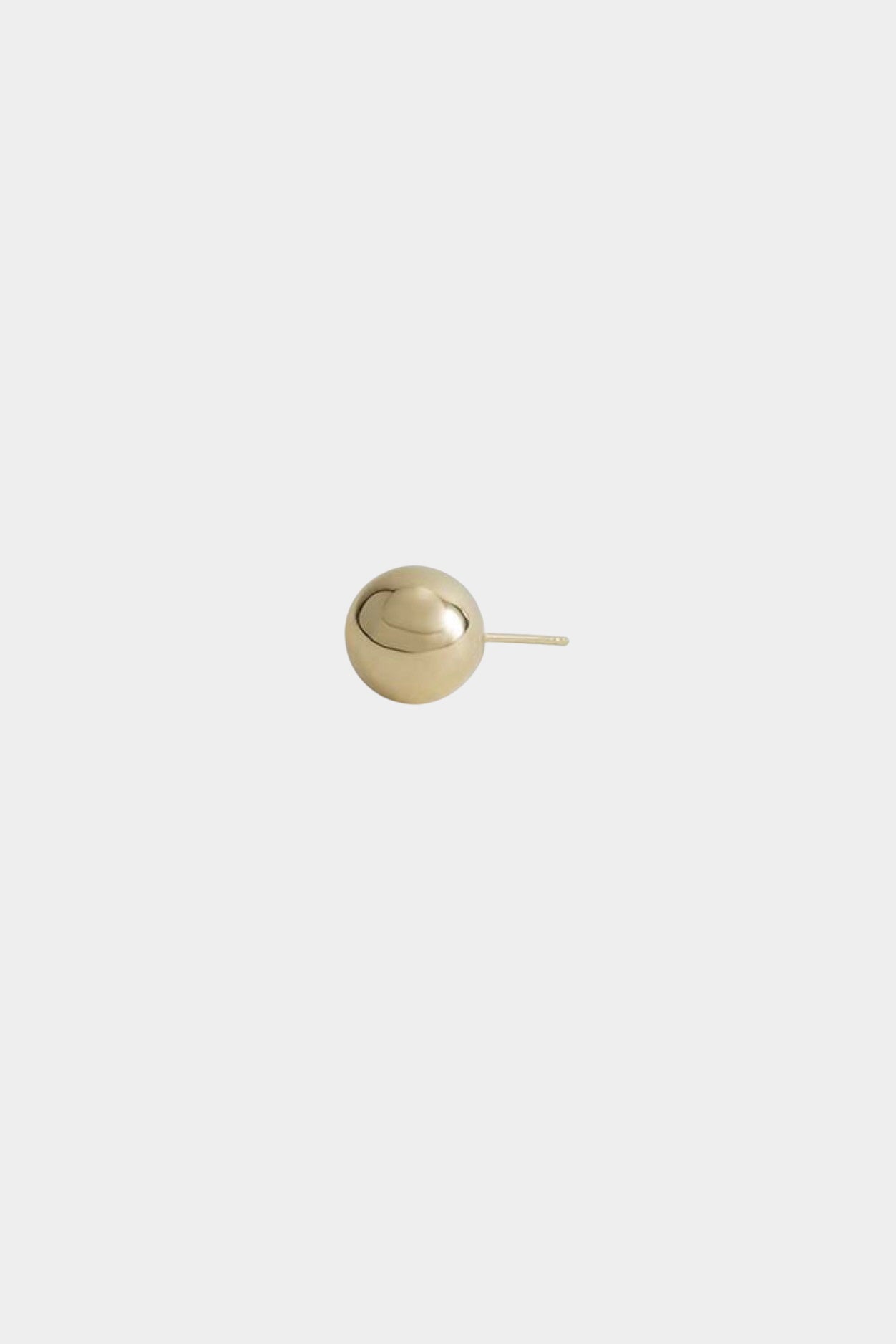 Small polished gold ball stud earring with smooth rounded surface.