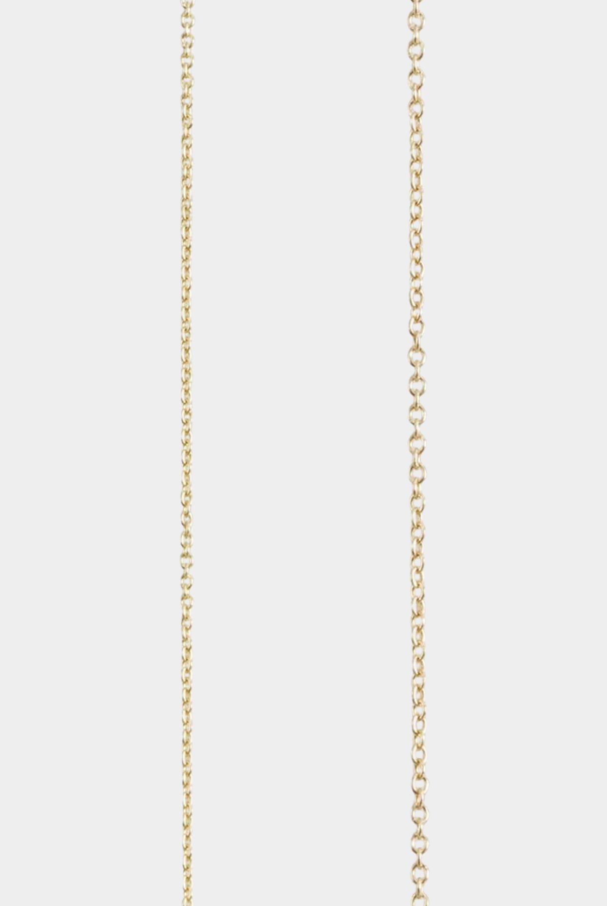 Detail of 14k gold-filled fine chain necklace highlighting link texture.