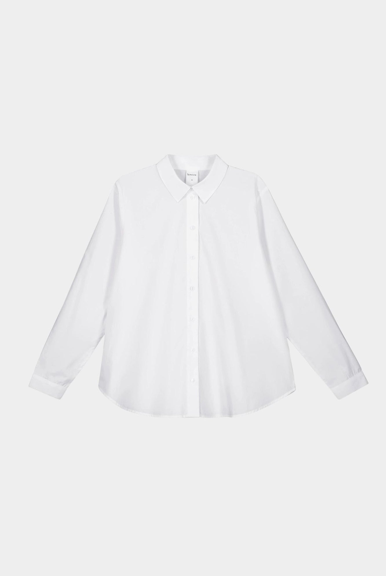 Kowtow Daily Shirt in white, flat lay front view
