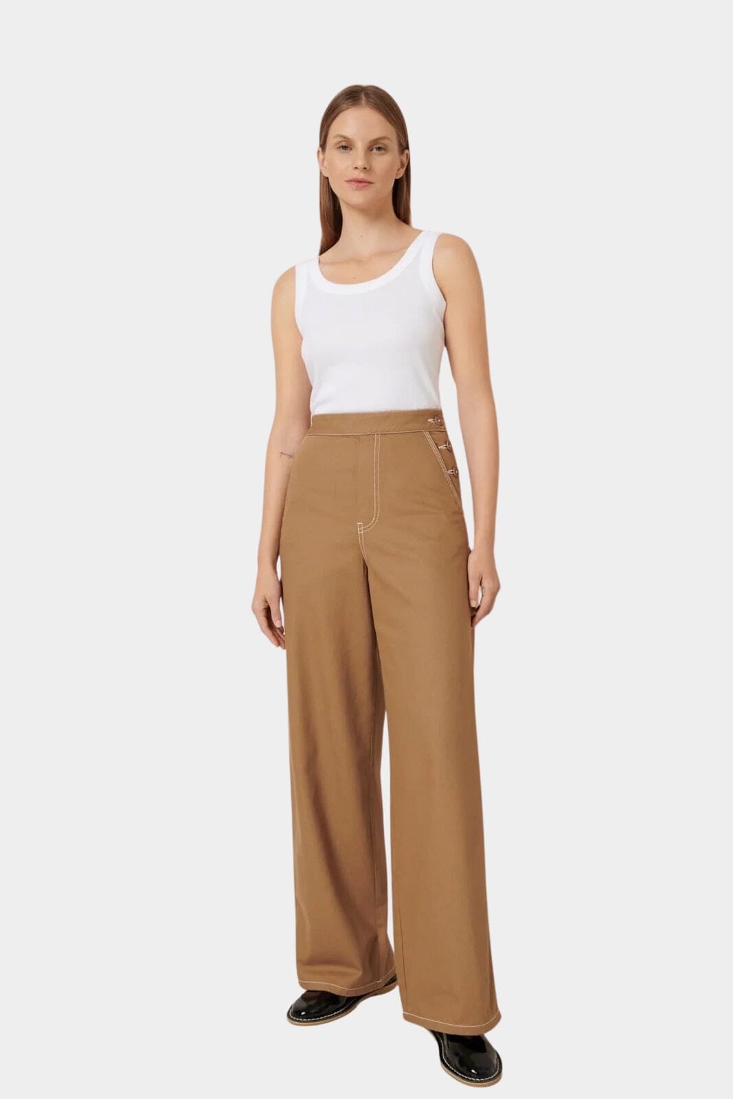 Kowtow | Dungaree Jeans In Earth Denim - SHOP YUCCA Pants KOWTOW - YUCCA, Best boutique shopping in Denver, boutiques Denver, high end denim jeans online, capsule wardrobe, shop local Denver.