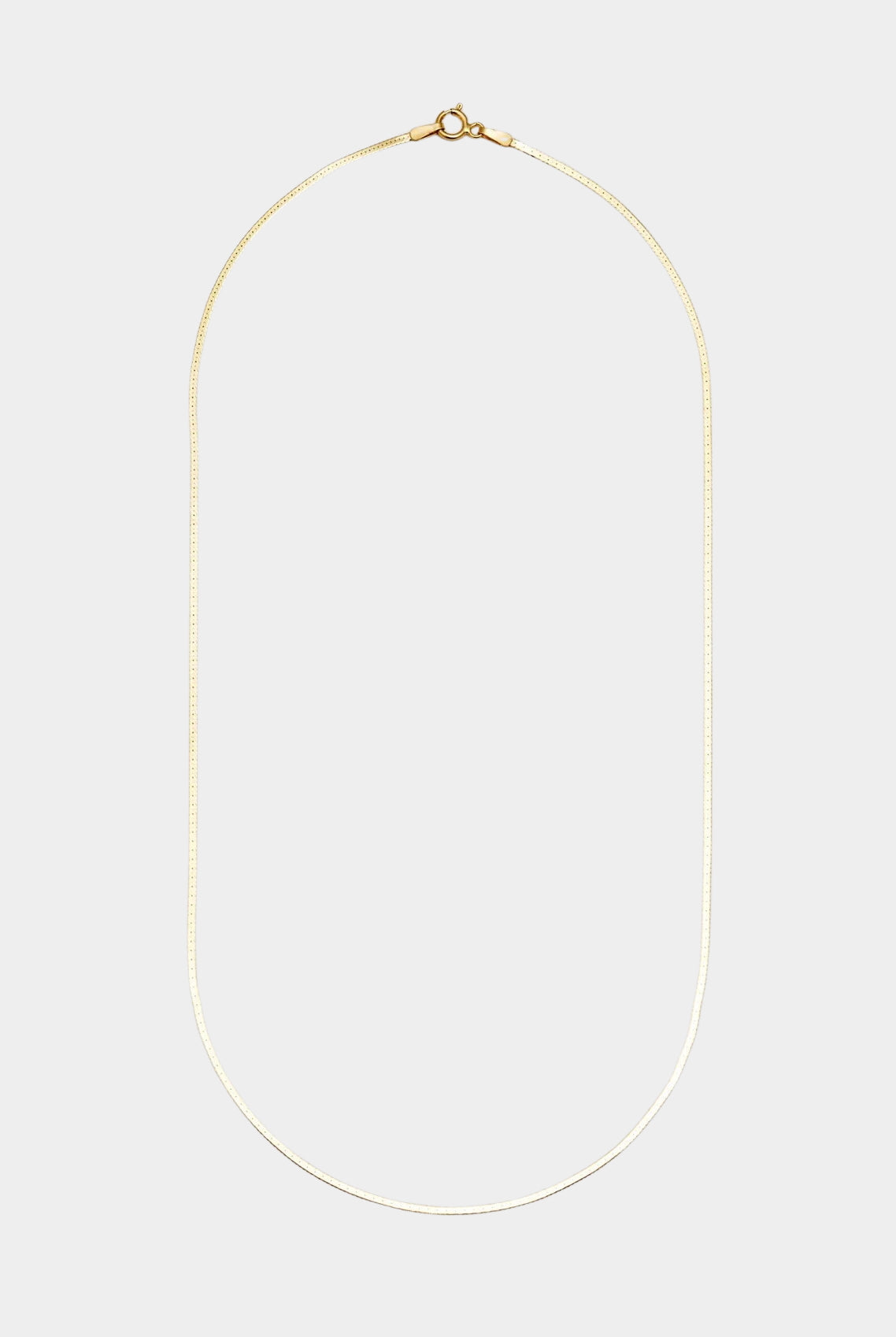 10K gold herringbone chain necklace with sleek flat silhouette.