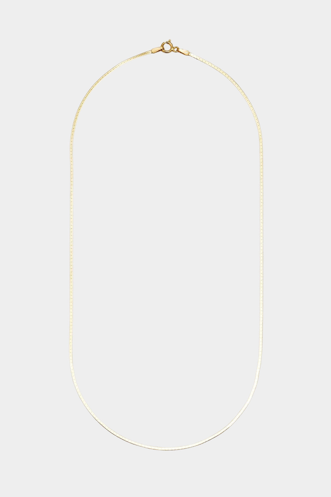 10K gold herringbone chain necklace with sleek flat silhouette.