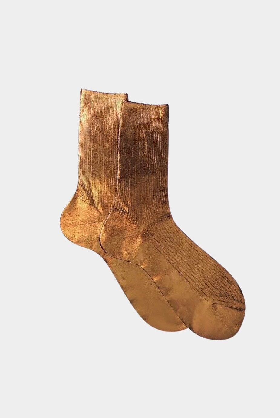 Maria La Rosa - One Ribbed Laminated Socks - Brown - Socks - YUCCA, boutique near me, unique socks, Italian socks.