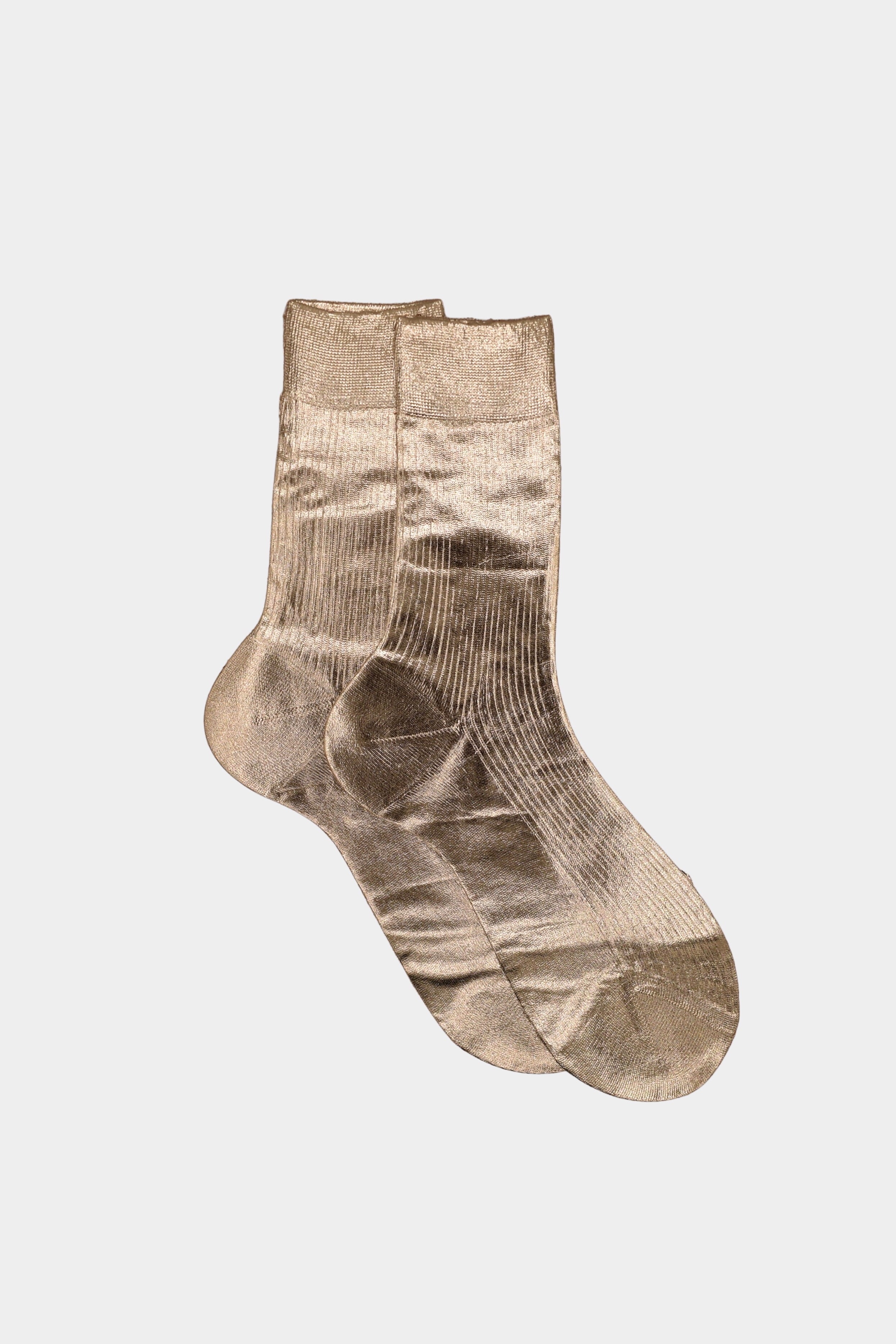 Maria La Rosa - One Ribbed Laminated Socks - Bruciato - Socks - YUCCA, boutique near me, unique socks, Italian socks.