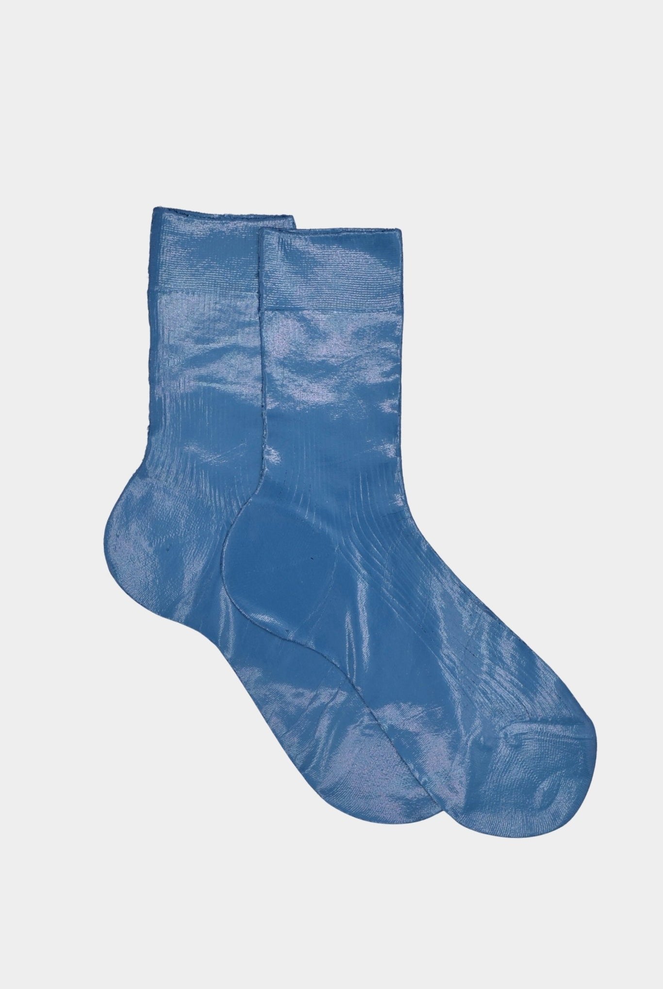 Maria La Rosa - One Ribbed Laminated Socks - Blue Reale - Socks - YUCCA, boutique near me, unique socks, Italian socks.
