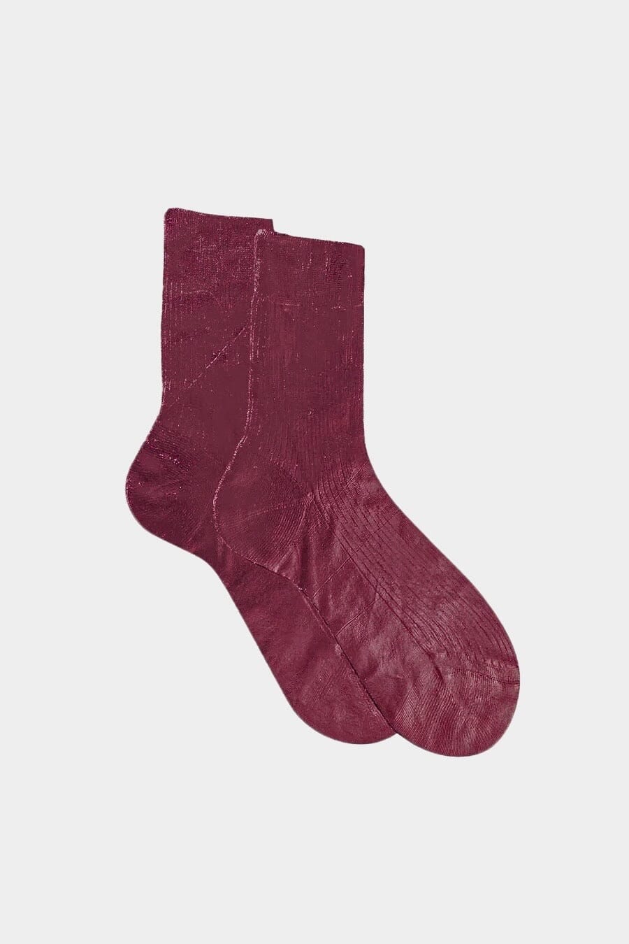 Maria La Rosa - One Ribbed Laminated Socks - Bordeaux - Socks - YUCCA, Artistic clothing for women, boutique stores near me.