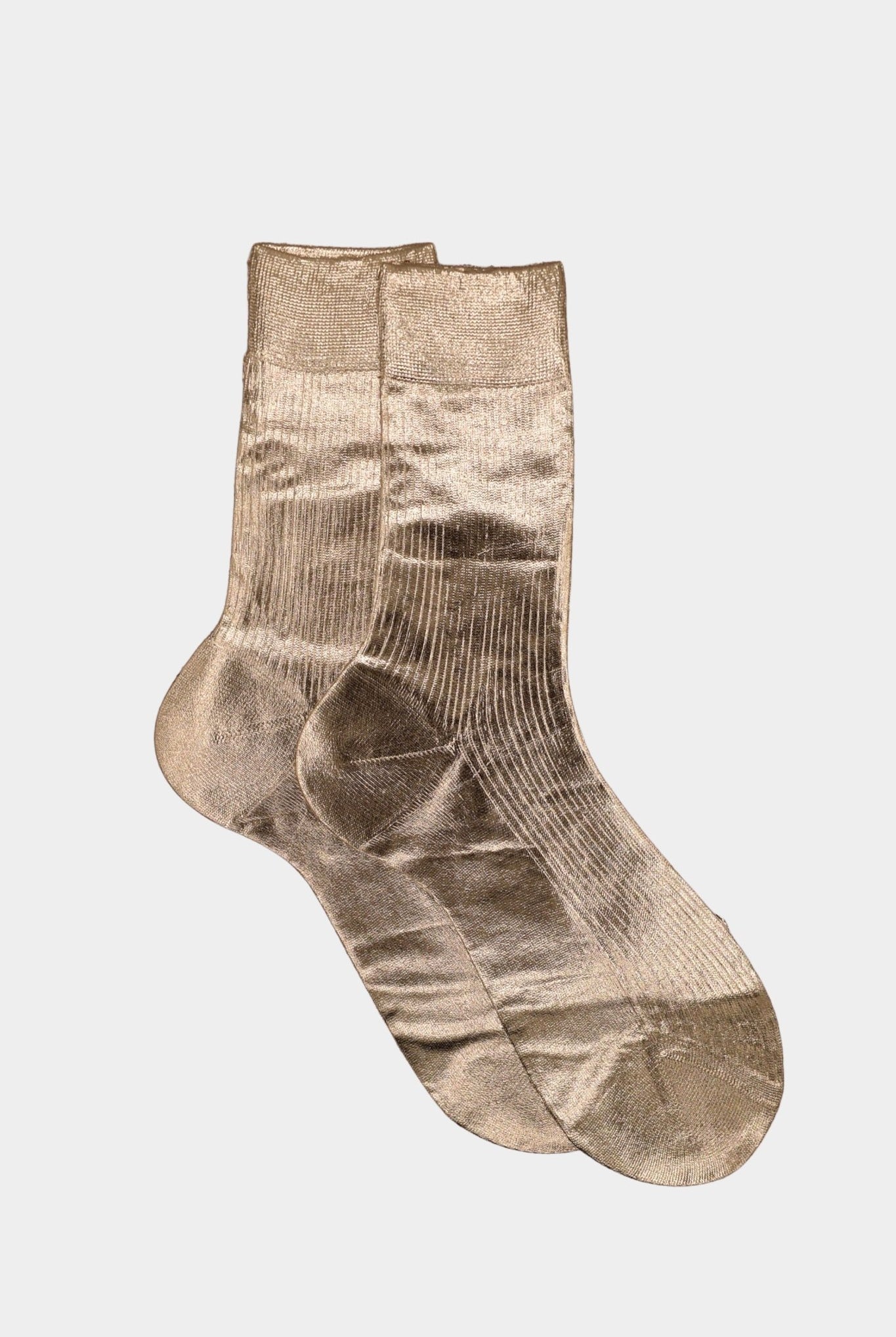 Maria La Rosa - One Ribbed Laminated Socks - Bruciato - Socks - YUCCA, boutique near me, unique socks, Italian socks.