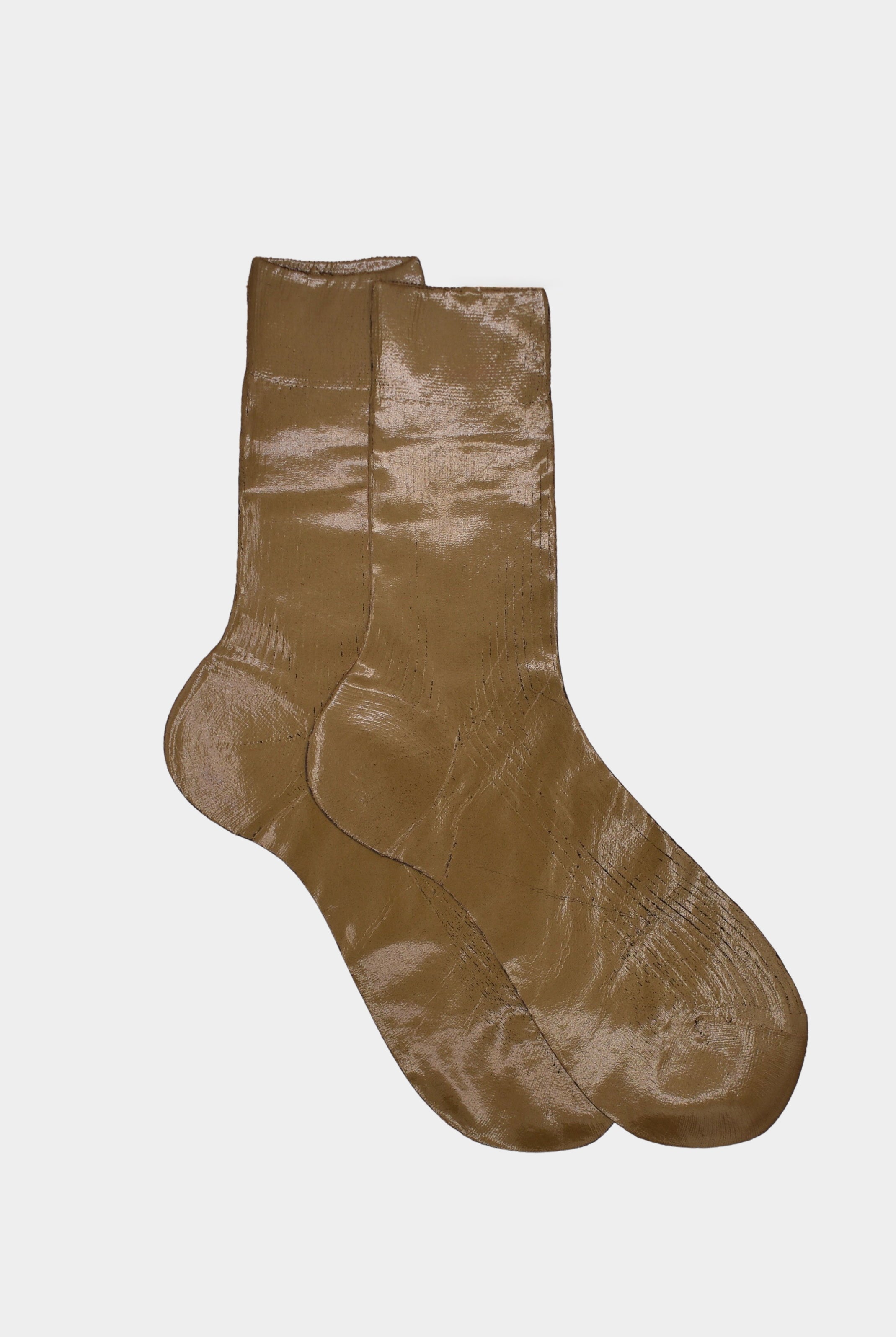 Maria La Rosa - One Ribbed Laminated Socks - Licorice - Socks - YUCCA, boutique near me, unique socks, Italian socks.