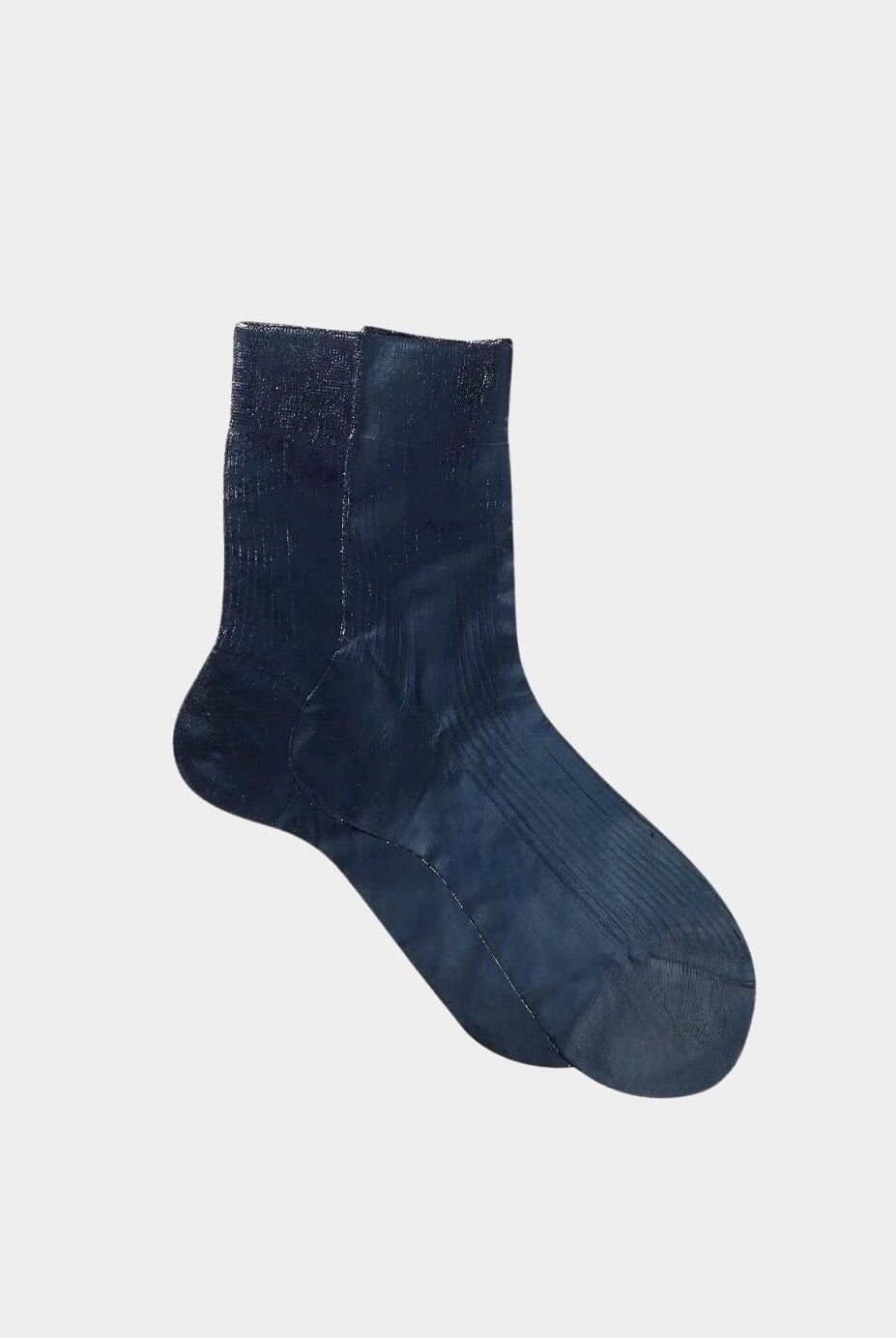 Maria La Rosa | One Ribbed Laminated Sock - Navy - YUCCA - Socks, Artistic clothing for women, boutique near me.