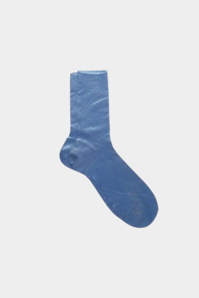 Maria La Rosa - One Ribbed Laminated Socks - Blue Reale - Socks - YUCCA, boutique near me, unique socks, Italian socks.